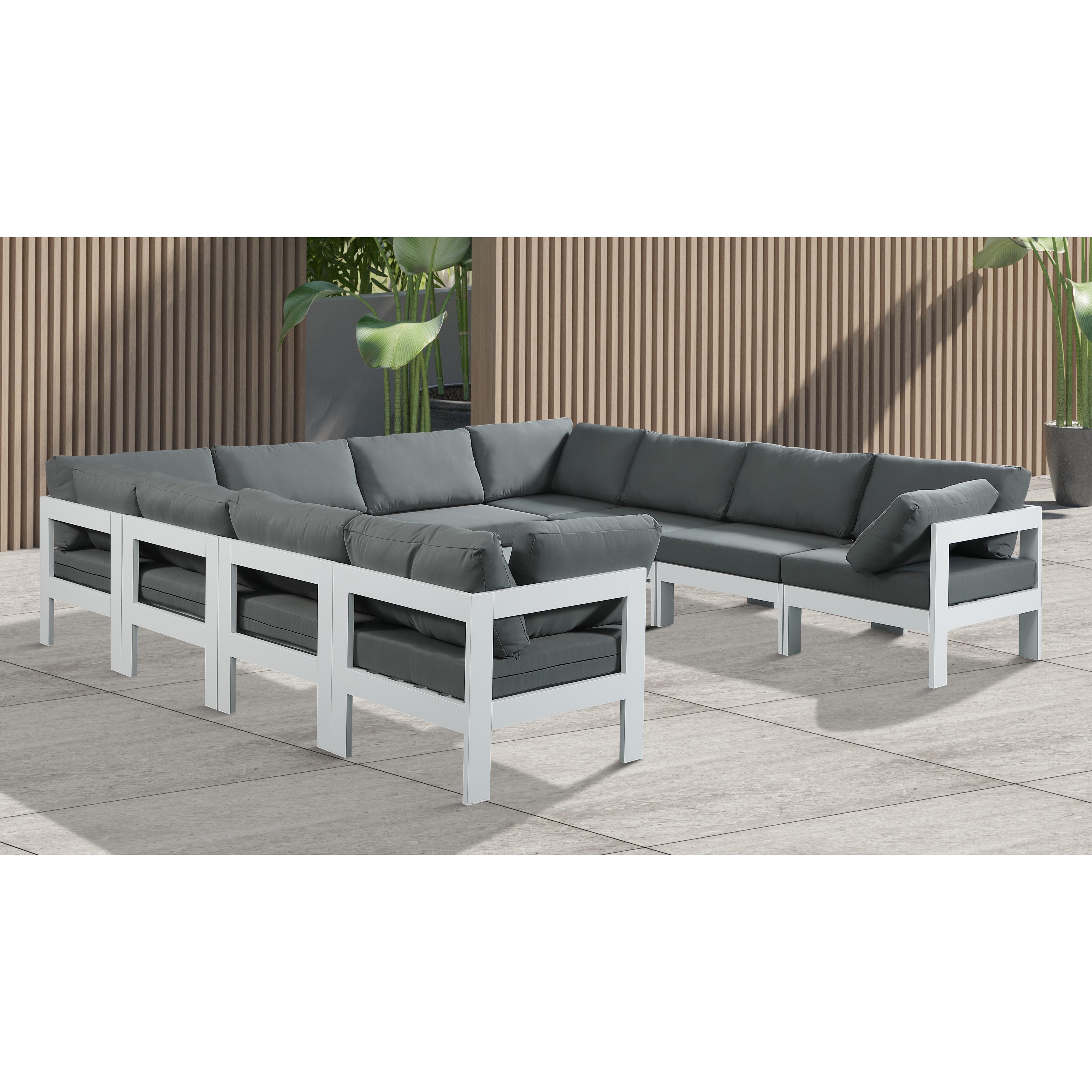 Meridian Nizuc Grey Water Resistant Fabric Outdoor Patio Modular Sectional