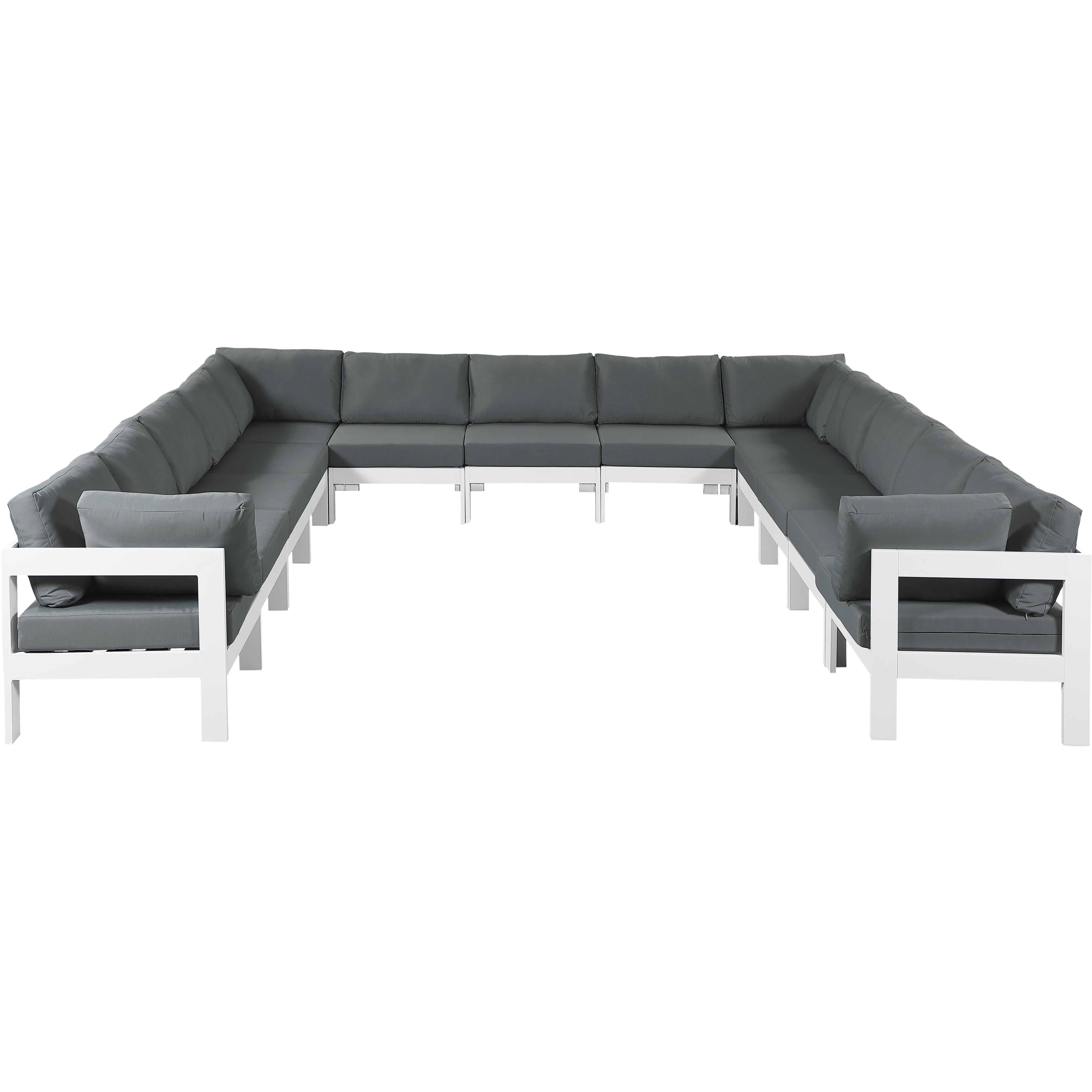 Meridian Nizuc Grey Water Resistant Fabric Outdoor Patio Modular Sectional
