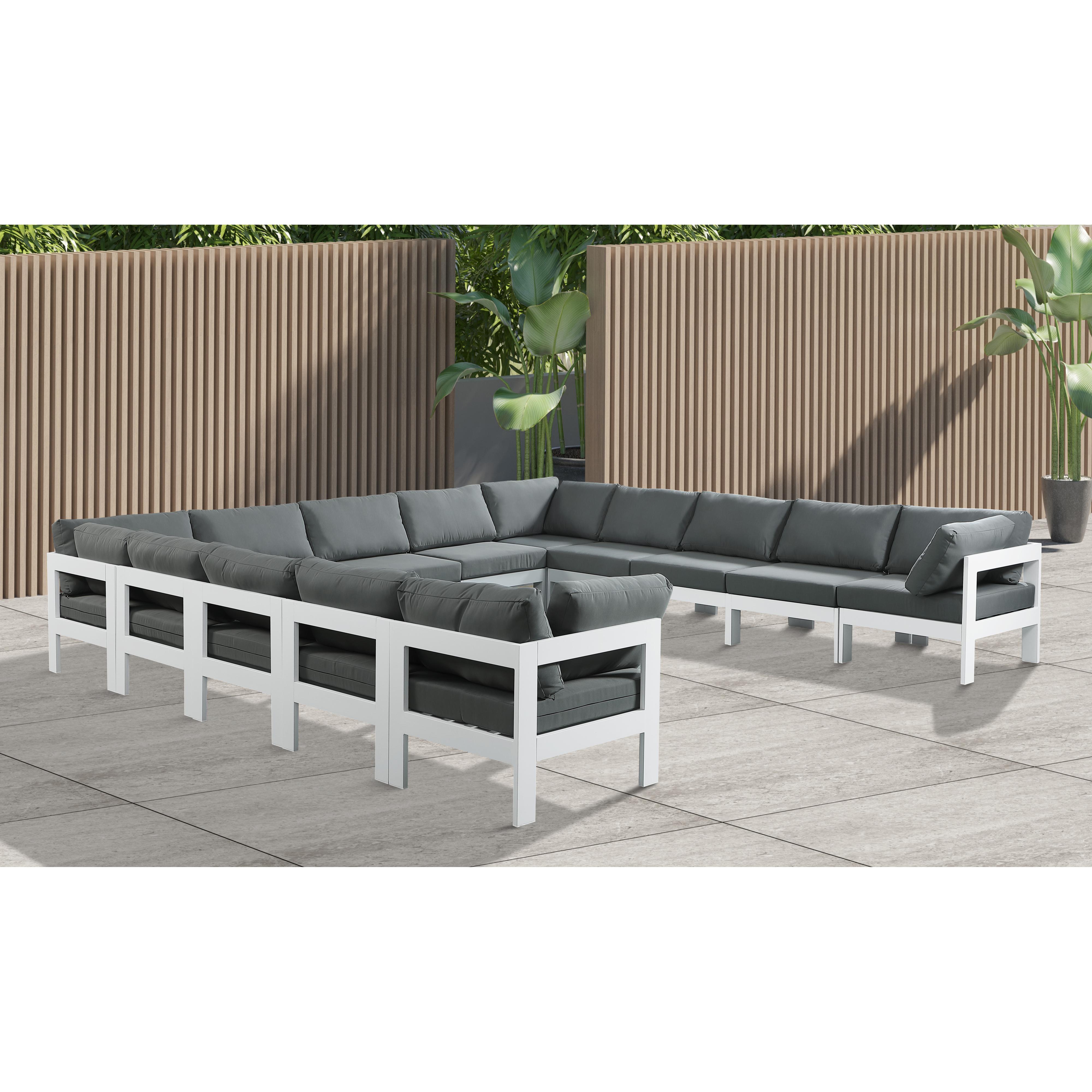 Meridian Nizuc Grey Water Resistant Fabric Outdoor Patio Modular Sectional