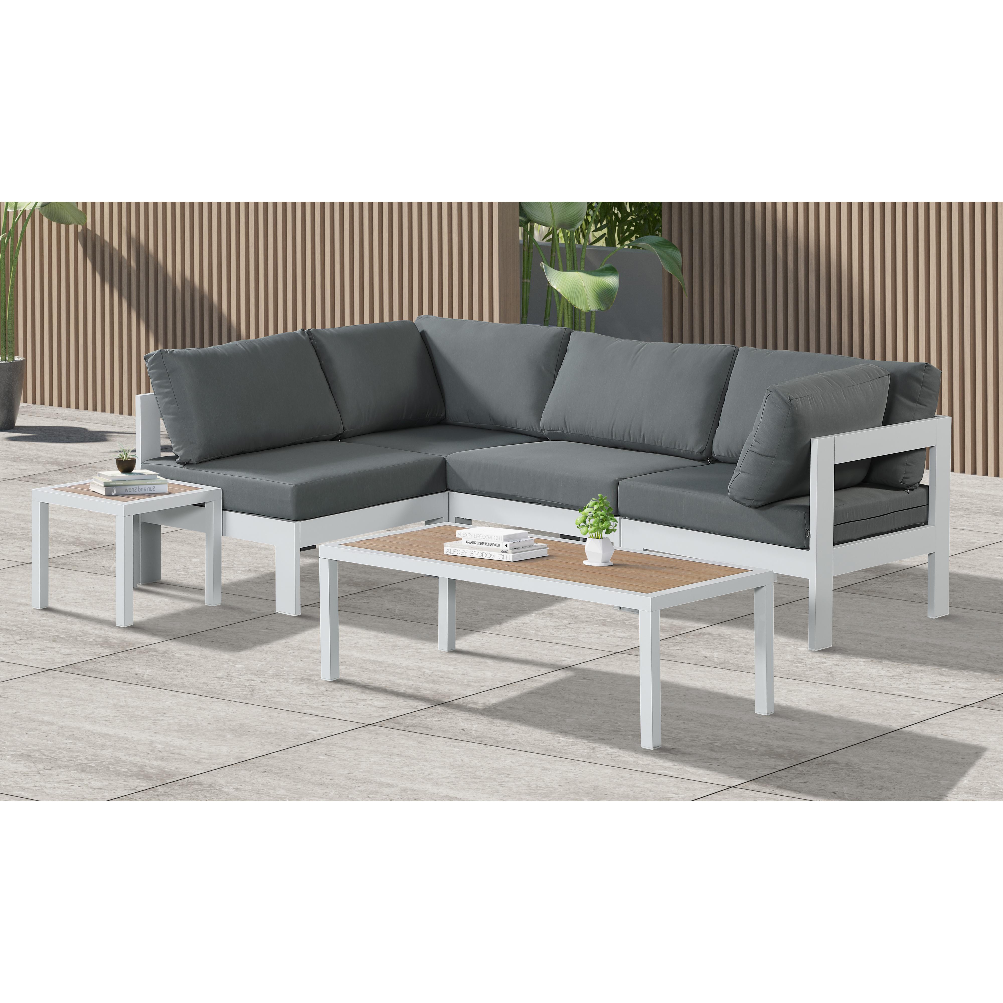 Meridian Nizuc Grey Water Resistant Fabric Outdoor Patio Modular Sectional