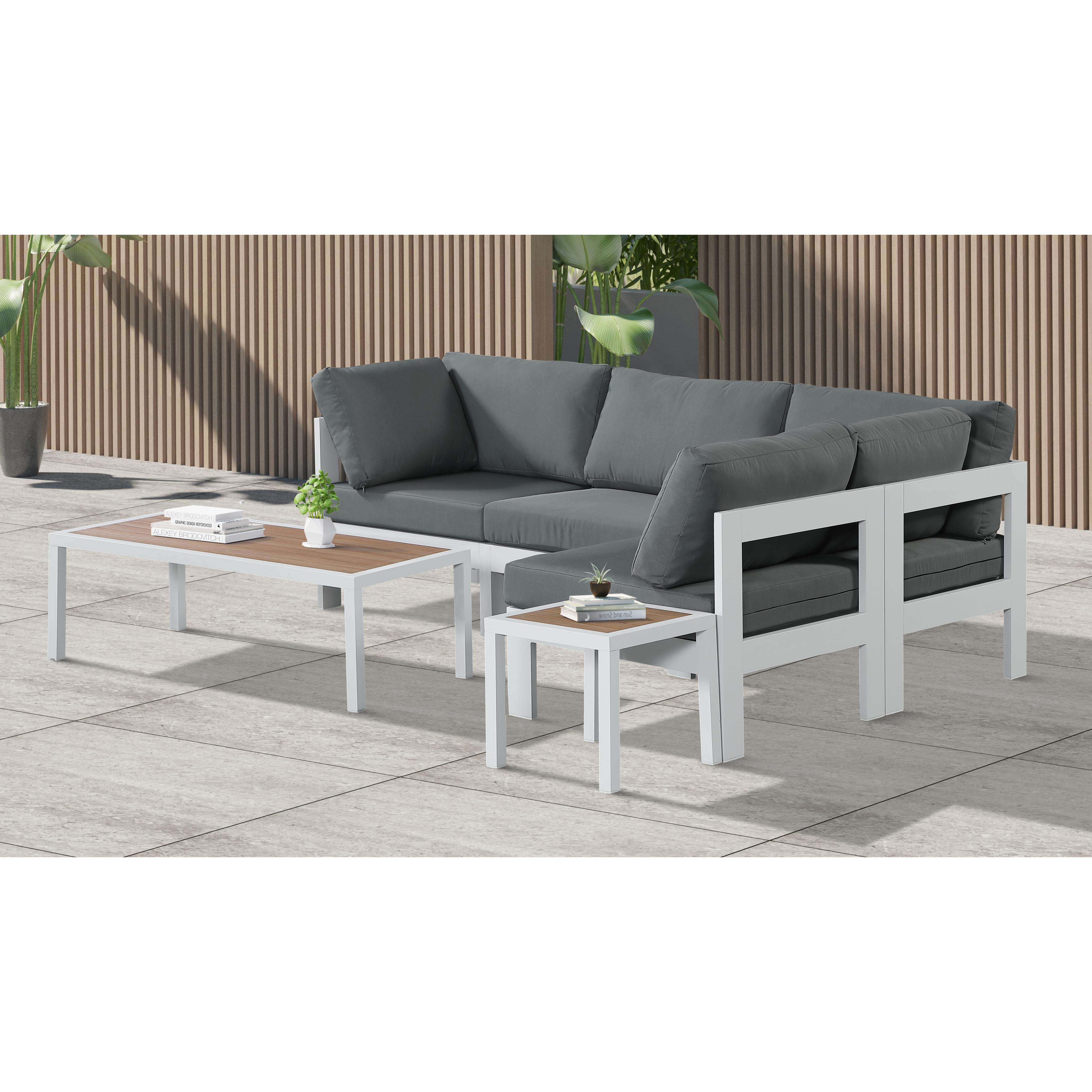 Meridian Nizuc Grey Water Resistant Fabric Outdoor Patio Modular Sectional
