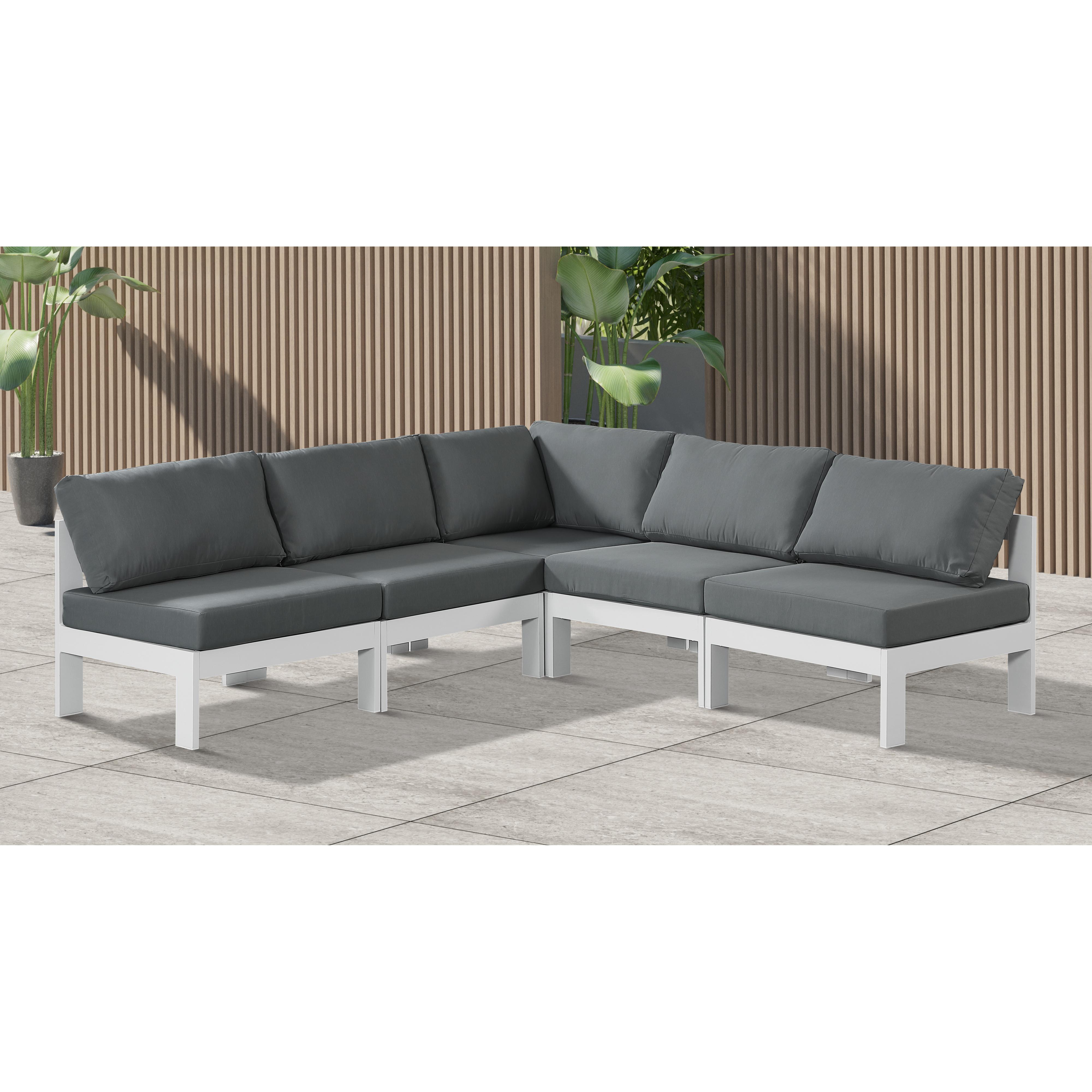 Meridian Nizuc Grey Water Resistant Fabric Outdoor Patio Modular Sectional
