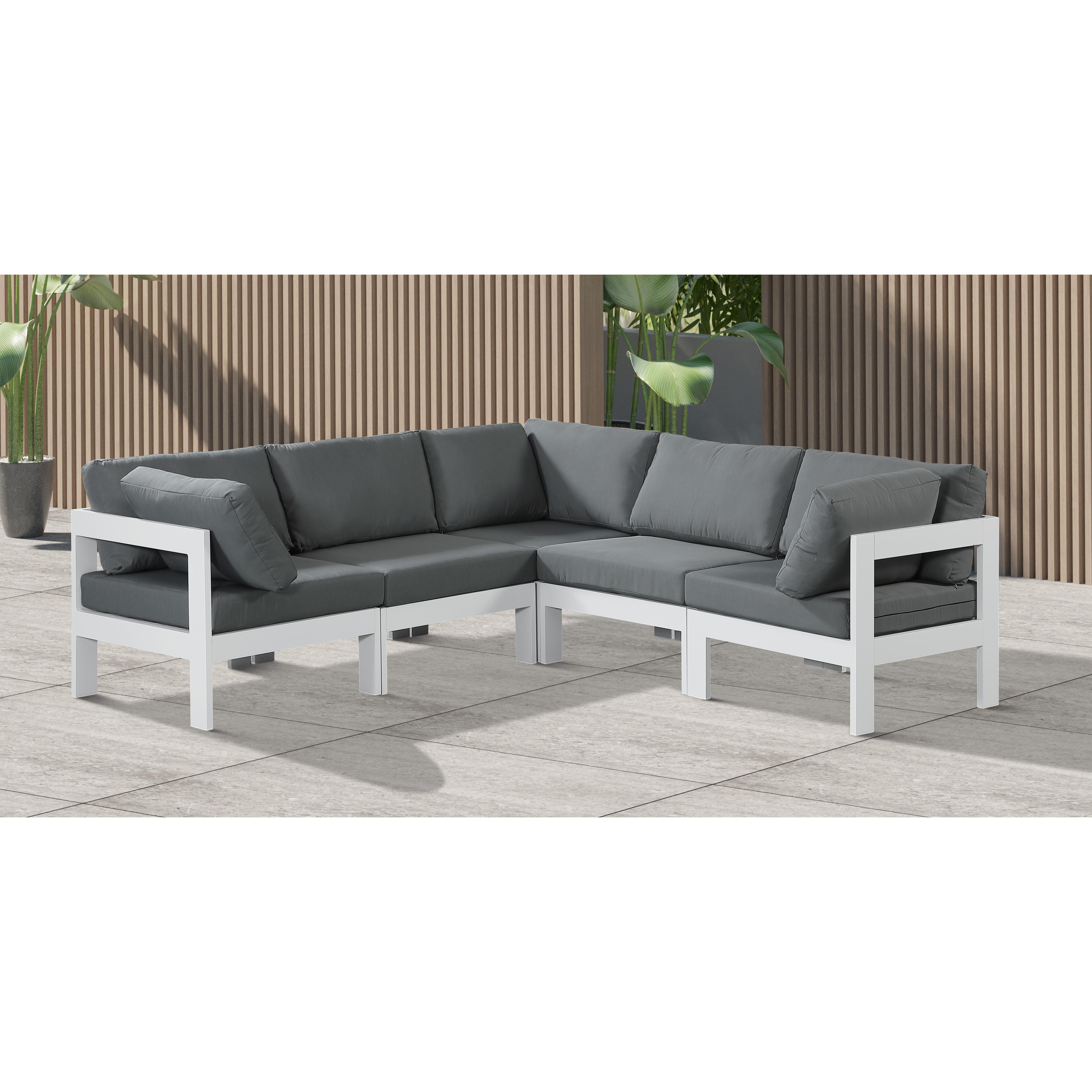 Meridian Nizuc Grey Water Resistant Fabric Outdoor Patio Modular Sectional