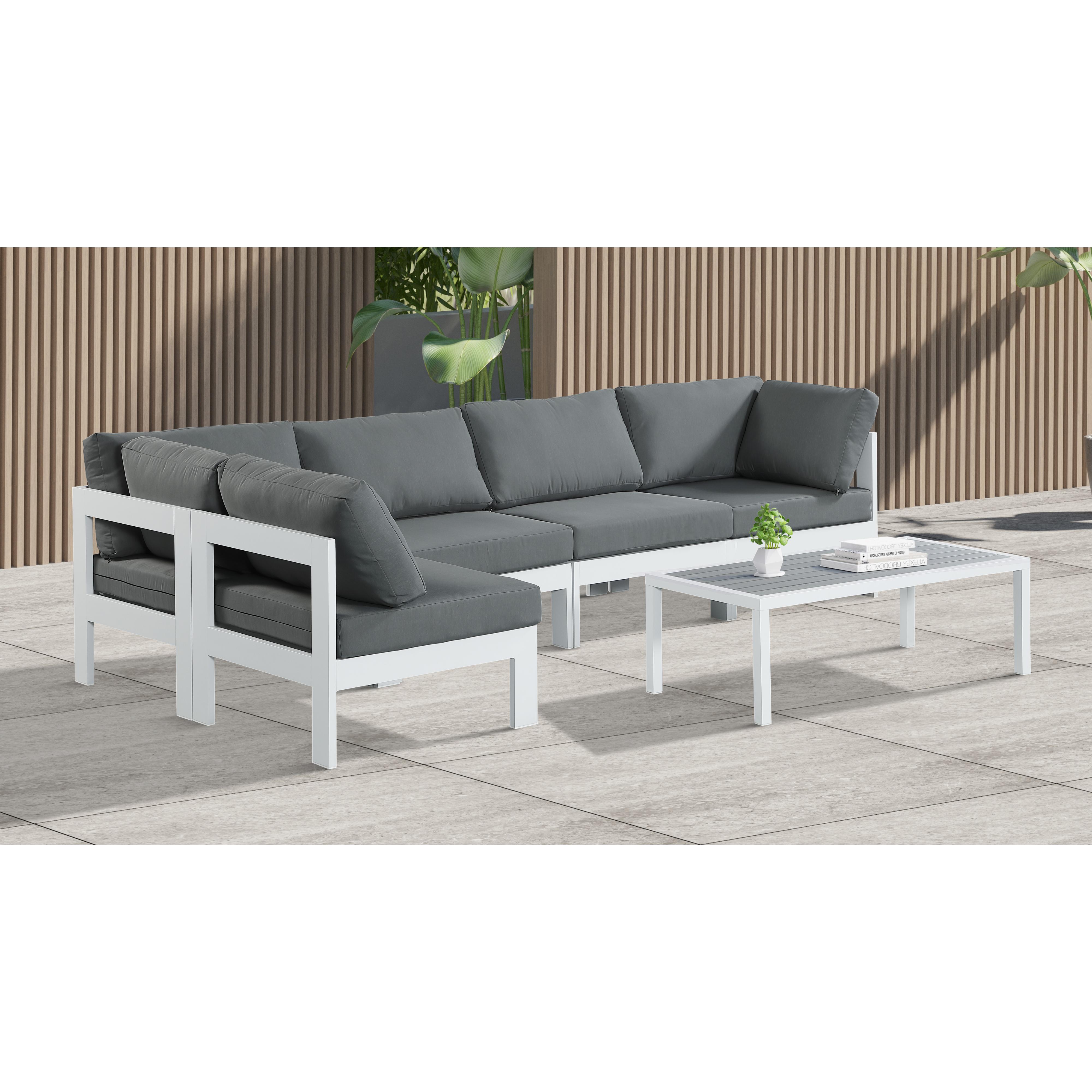 Meridian Nizuc Grey Water Resistant Fabric Outdoor Patio Modular Sectional