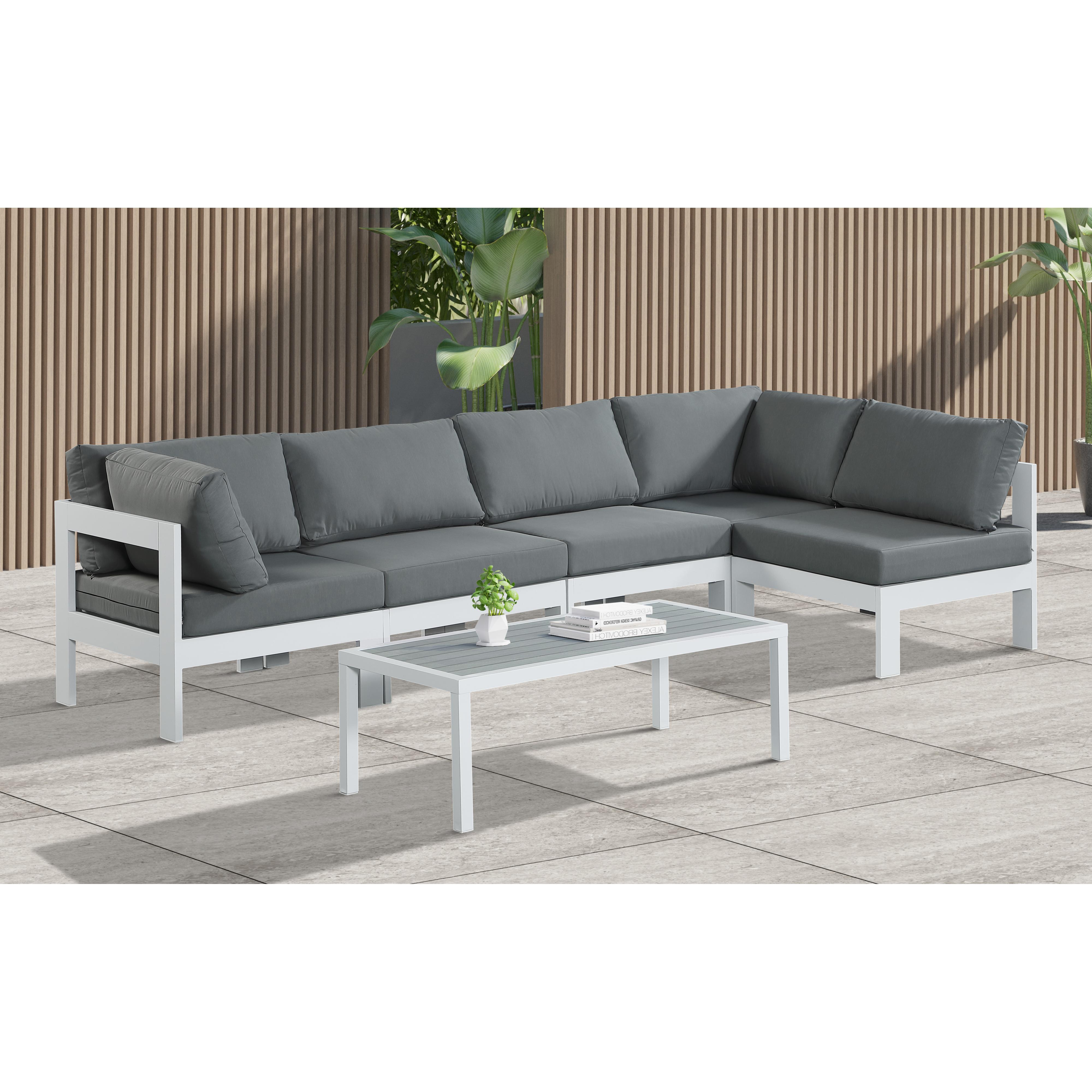 Meridian Nizuc Grey Water Resistant Fabric Outdoor Patio Modular Sectional