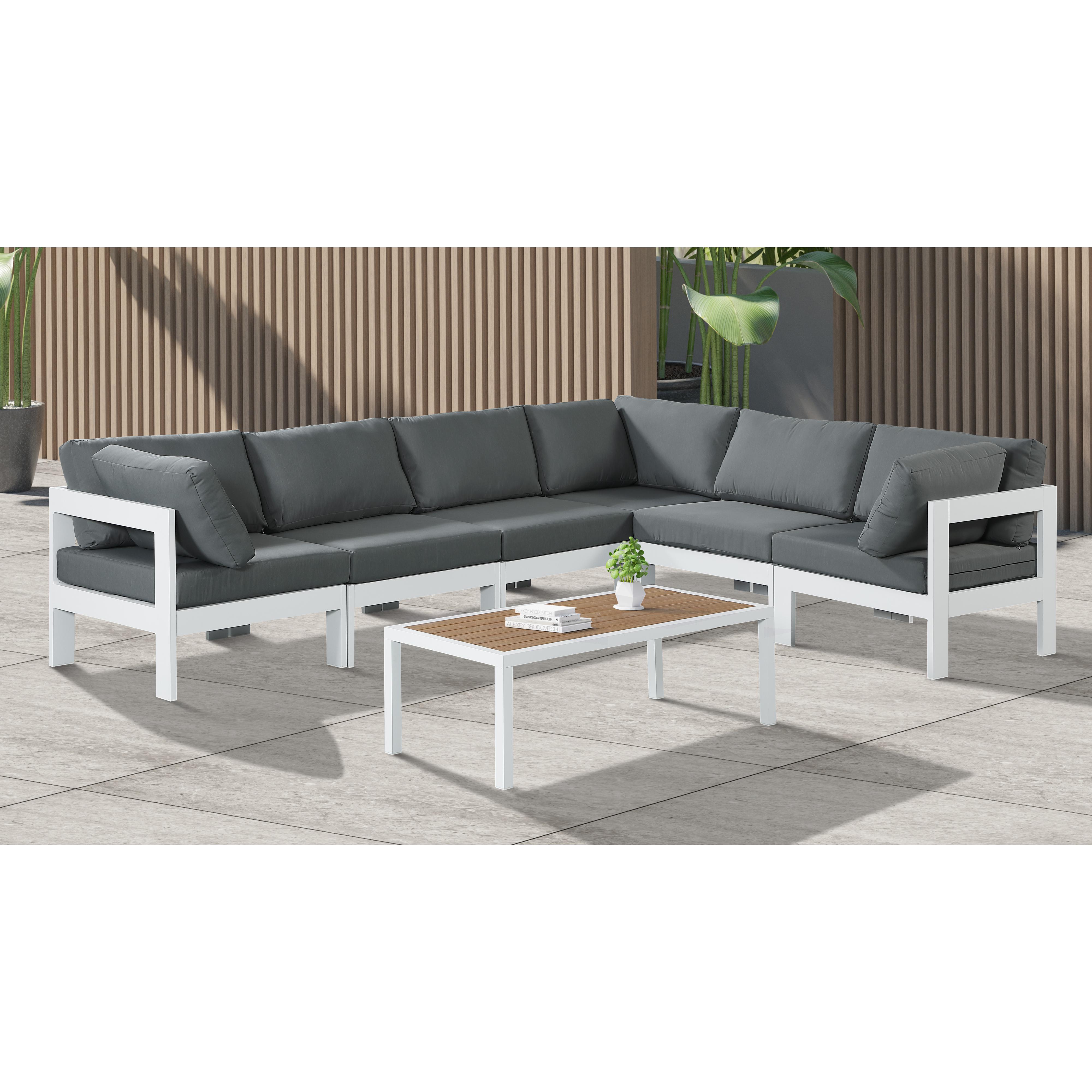 Meridian Nizuc Grey Water Resistant Fabric Outdoor Patio Modular Sectional