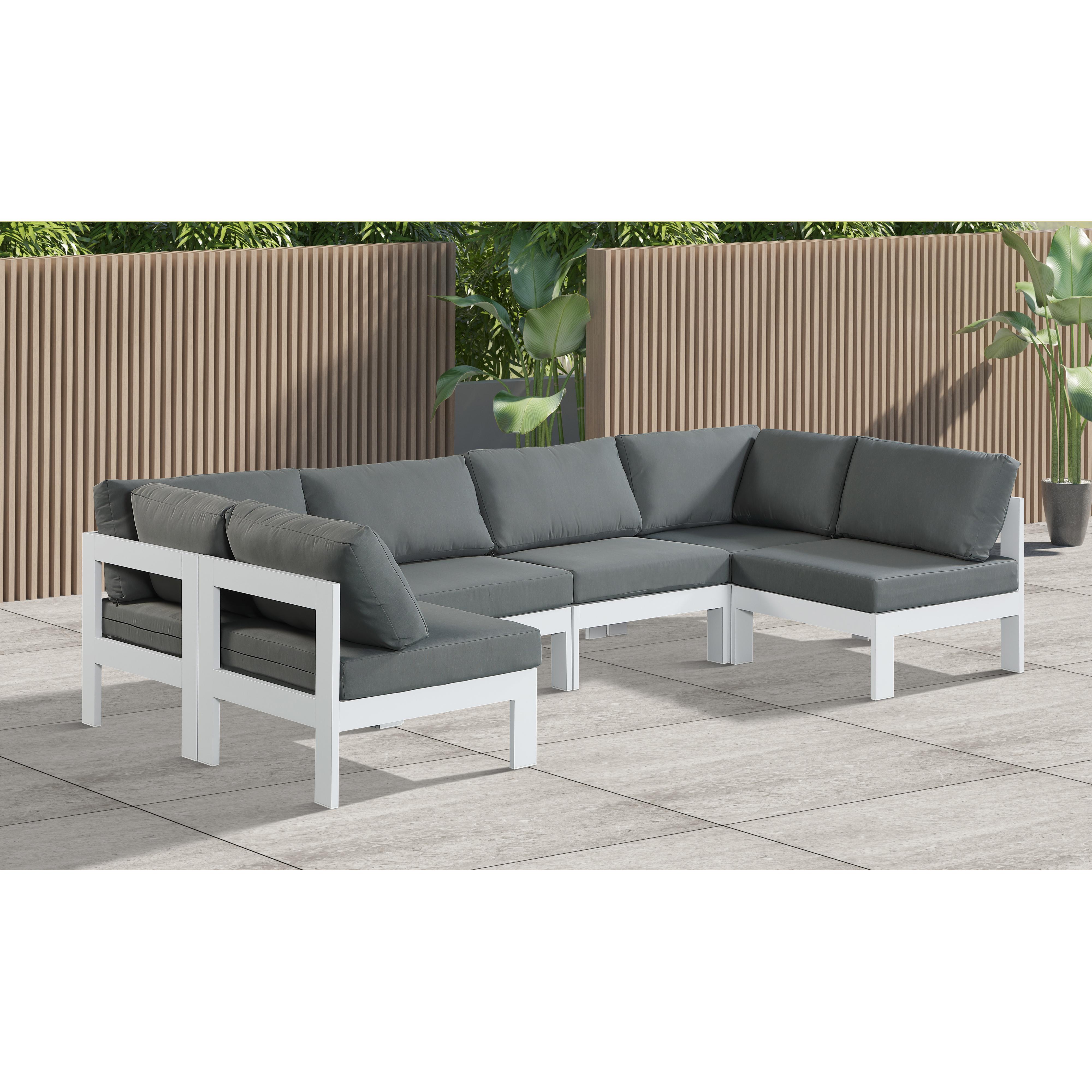 Meridian Nizuc Grey Water Resistant Fabric Outdoor Patio Modular Sectional