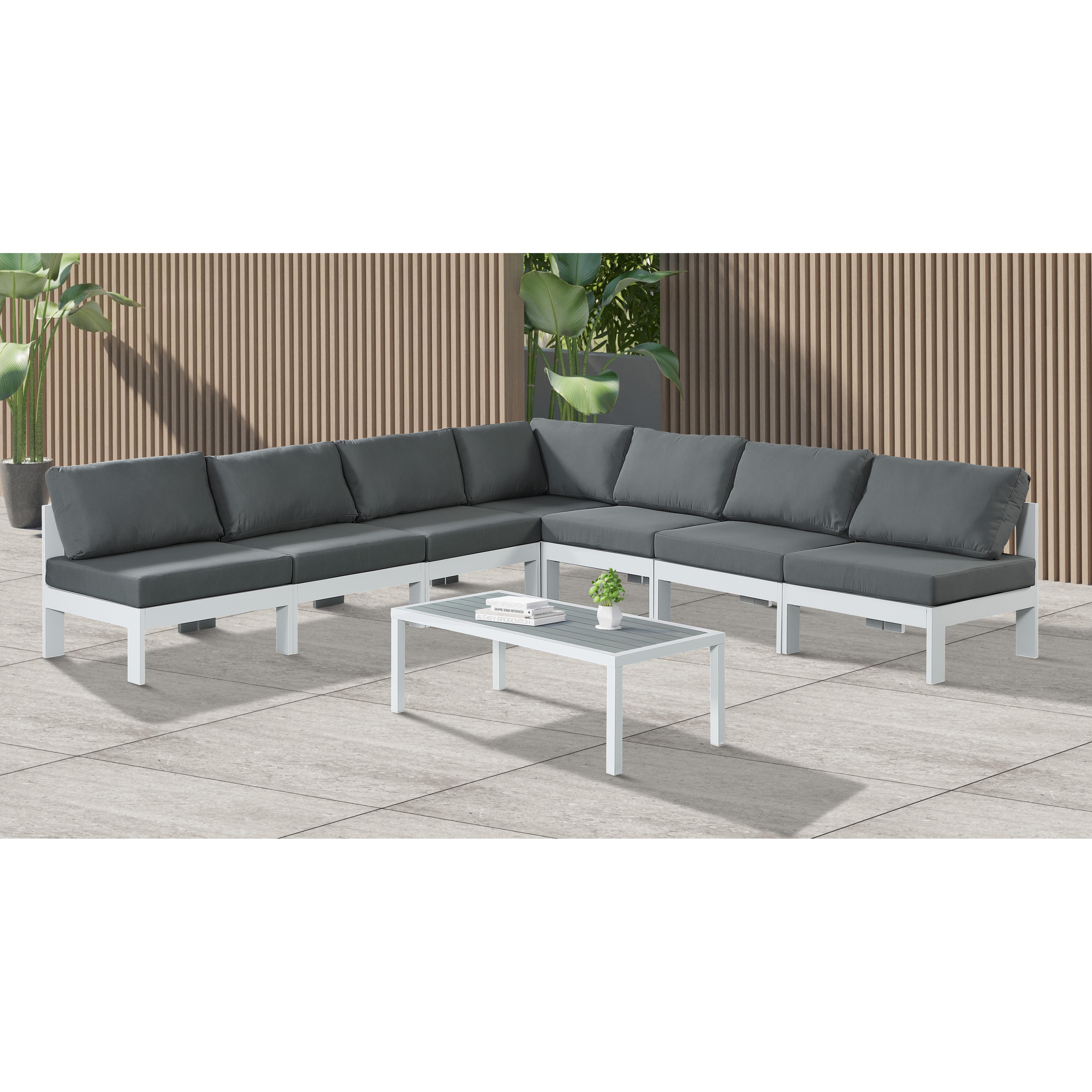 Meridian Nizuc Grey Water Resistant Fabric Outdoor Patio Modular Sectional