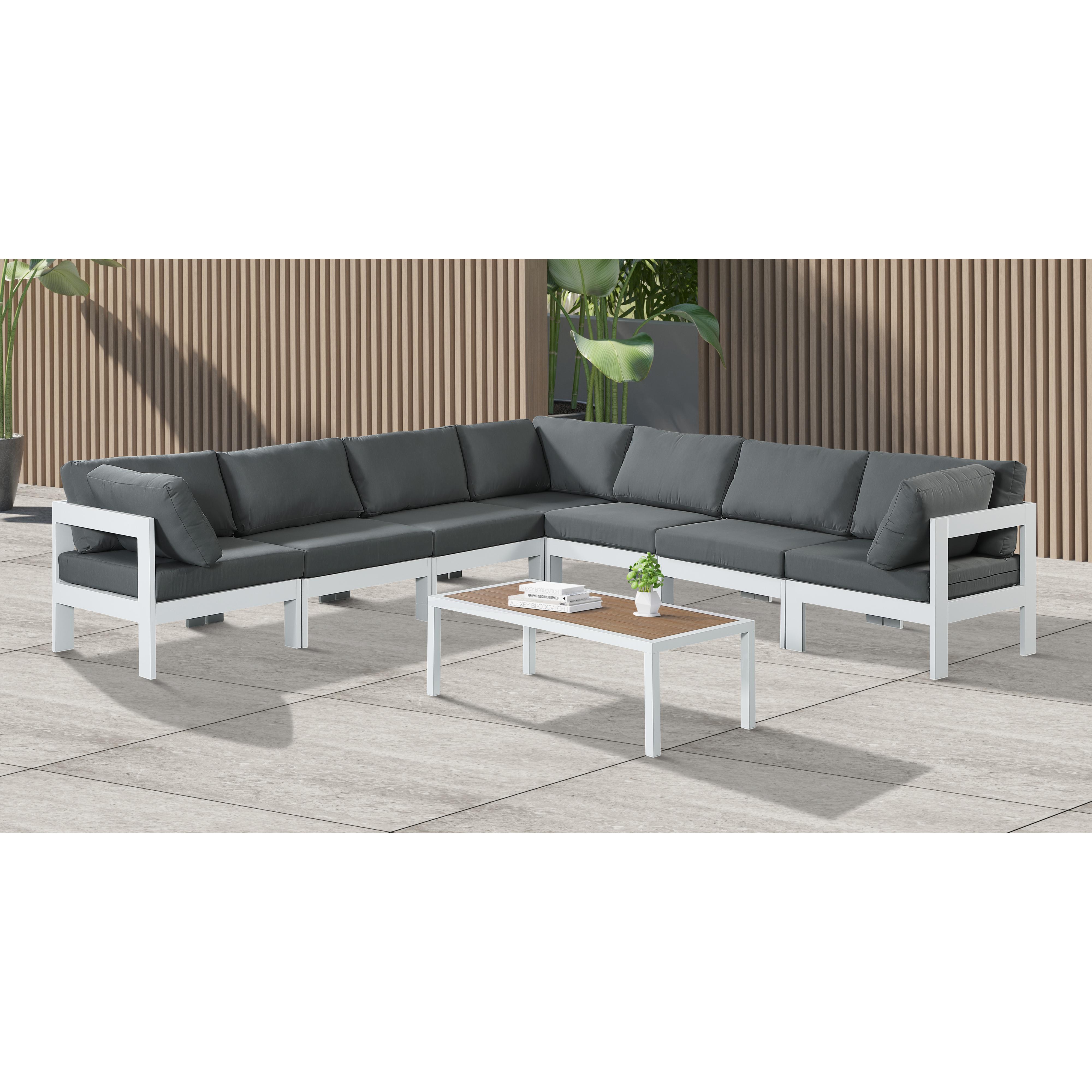 Meridian Nizuc Grey Water Resistant Fabric Outdoor Patio Modular Sectional