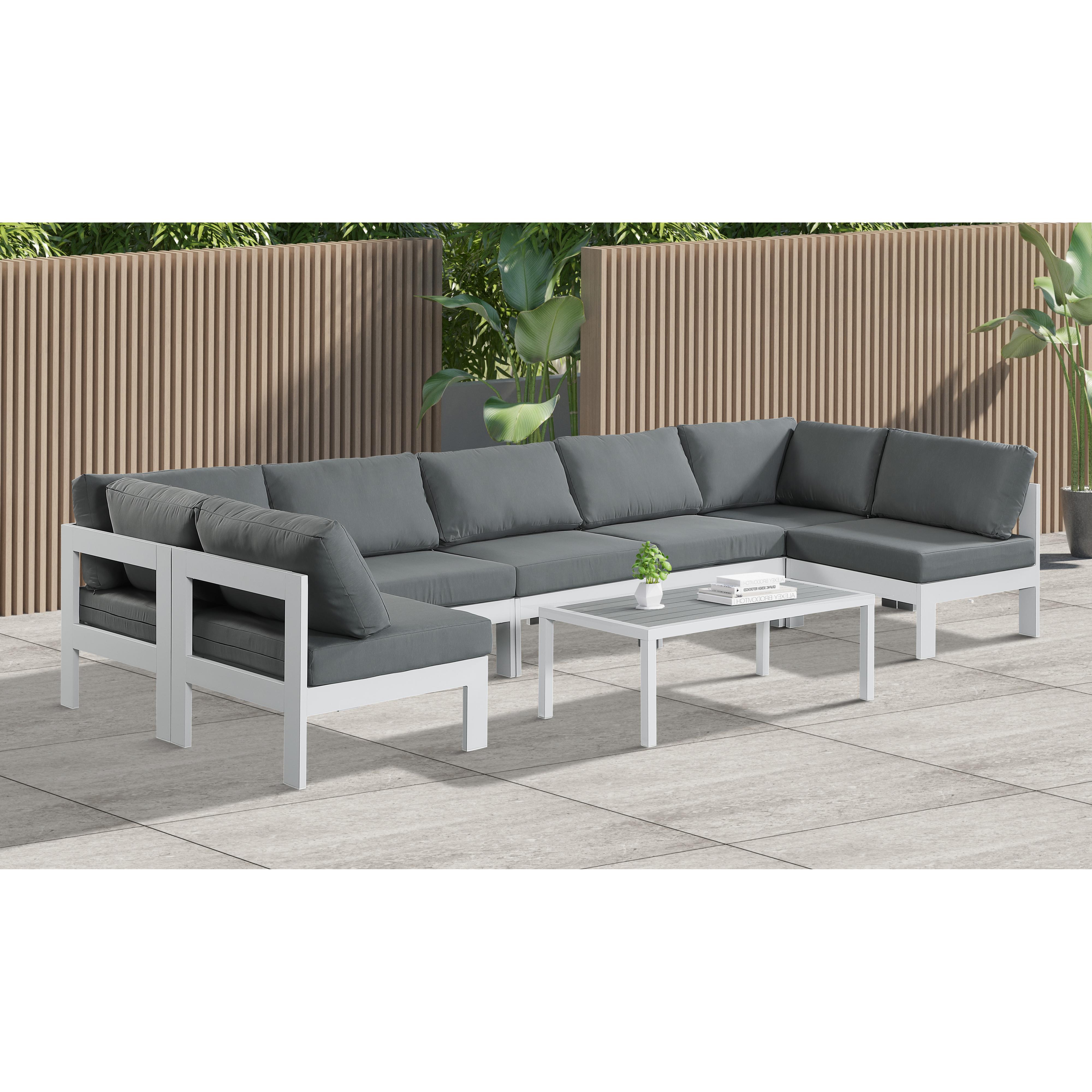 Meridian Nizuc Grey Water Resistant Fabric Outdoor Patio Modular Sectional