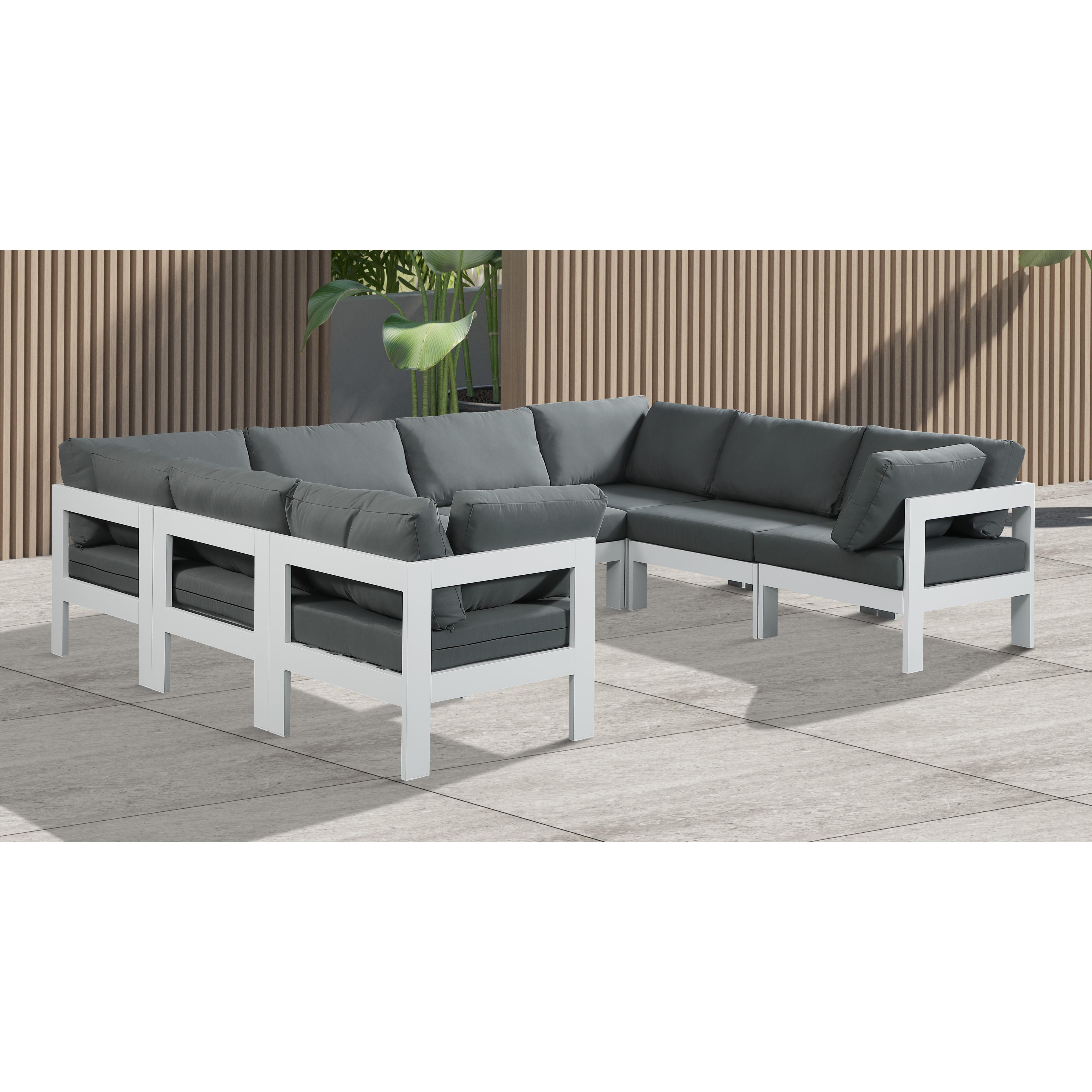 Meridian Nizuc Grey Water Resistant Fabric Outdoor Patio Modular Sectional