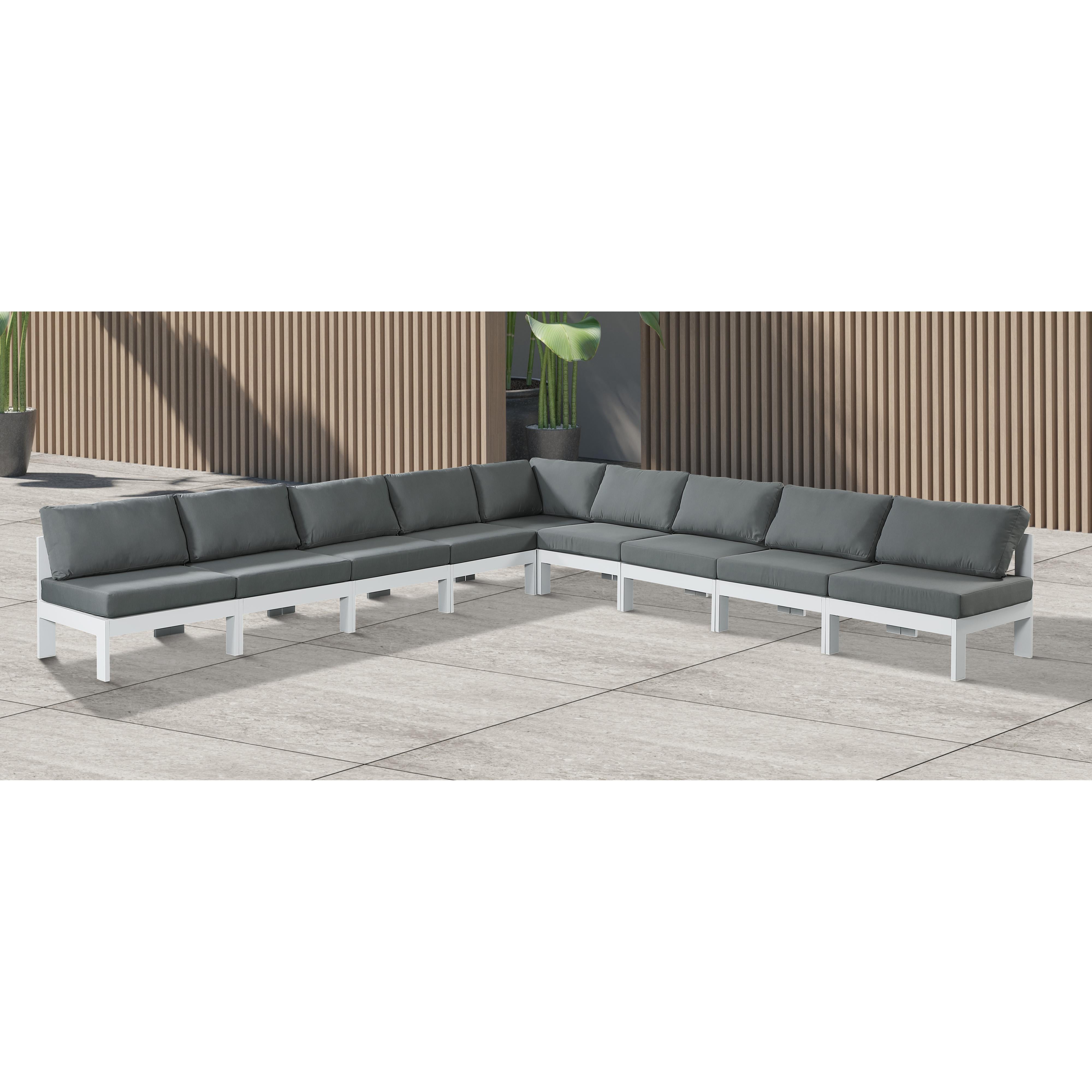 Meridian Nizuc Grey Water Resistant Fabric Outdoor Patio Modular Sectional