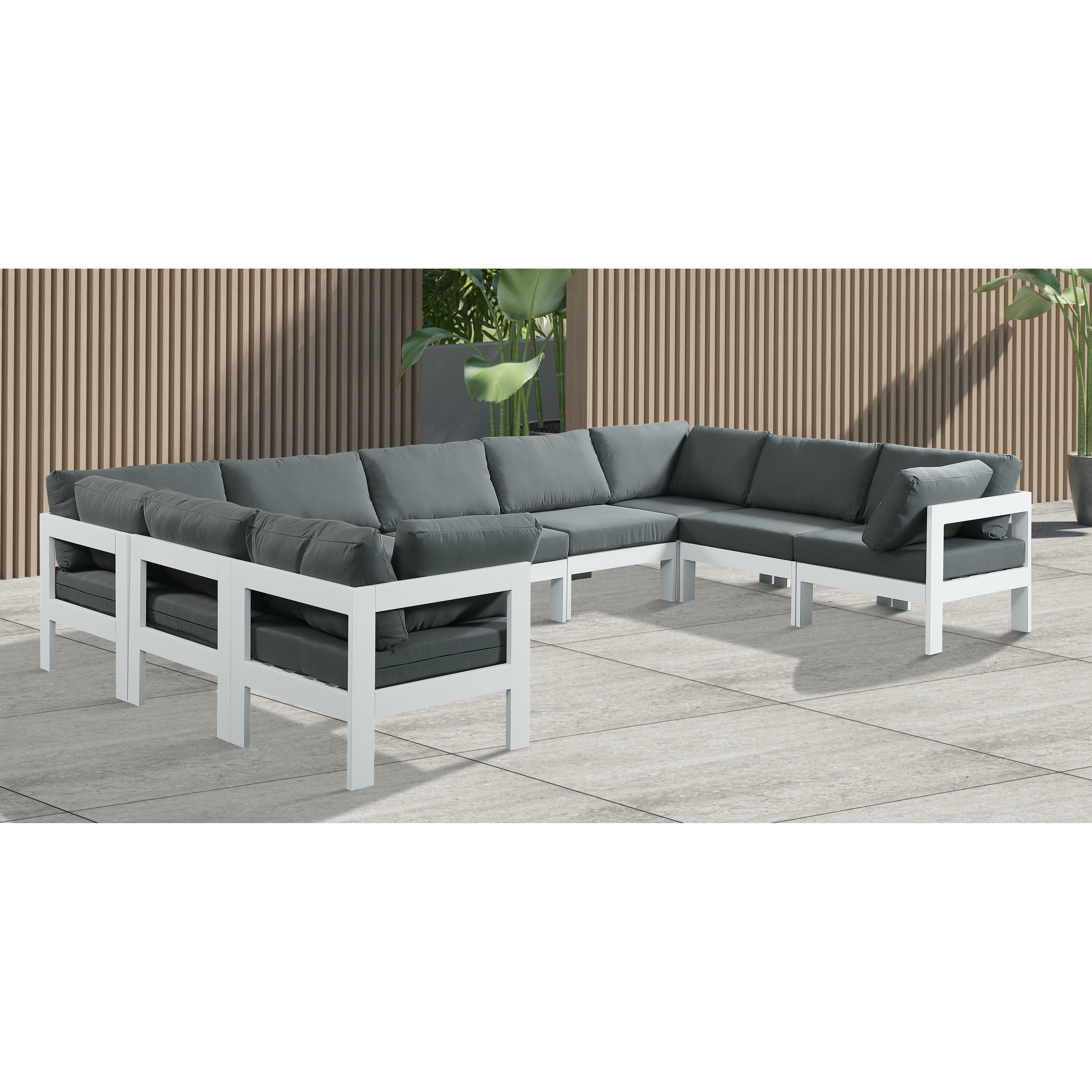 Meridian Nizuc Grey Water Resistant Fabric Outdoor Patio Modular Sectional