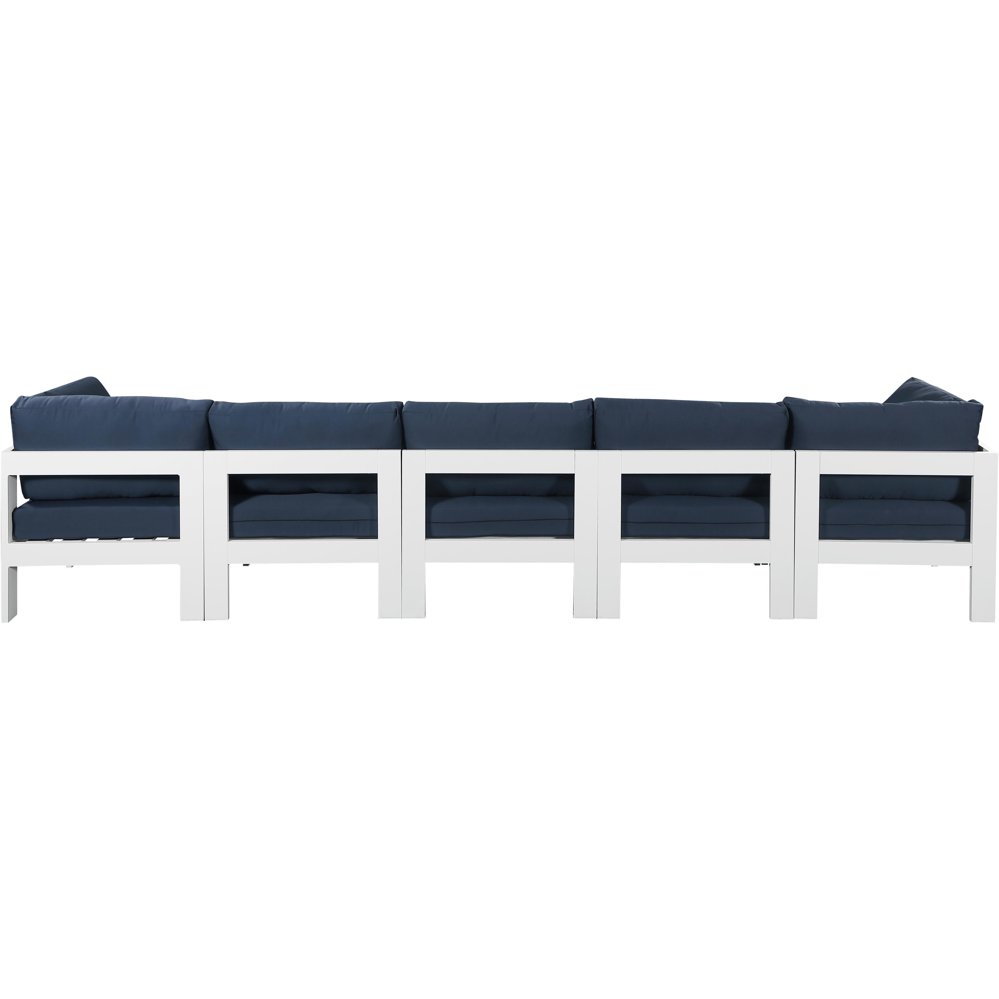 Meridian Nizuc Navy Water Resistant Fabric Outdoor Patio Modular Sofa