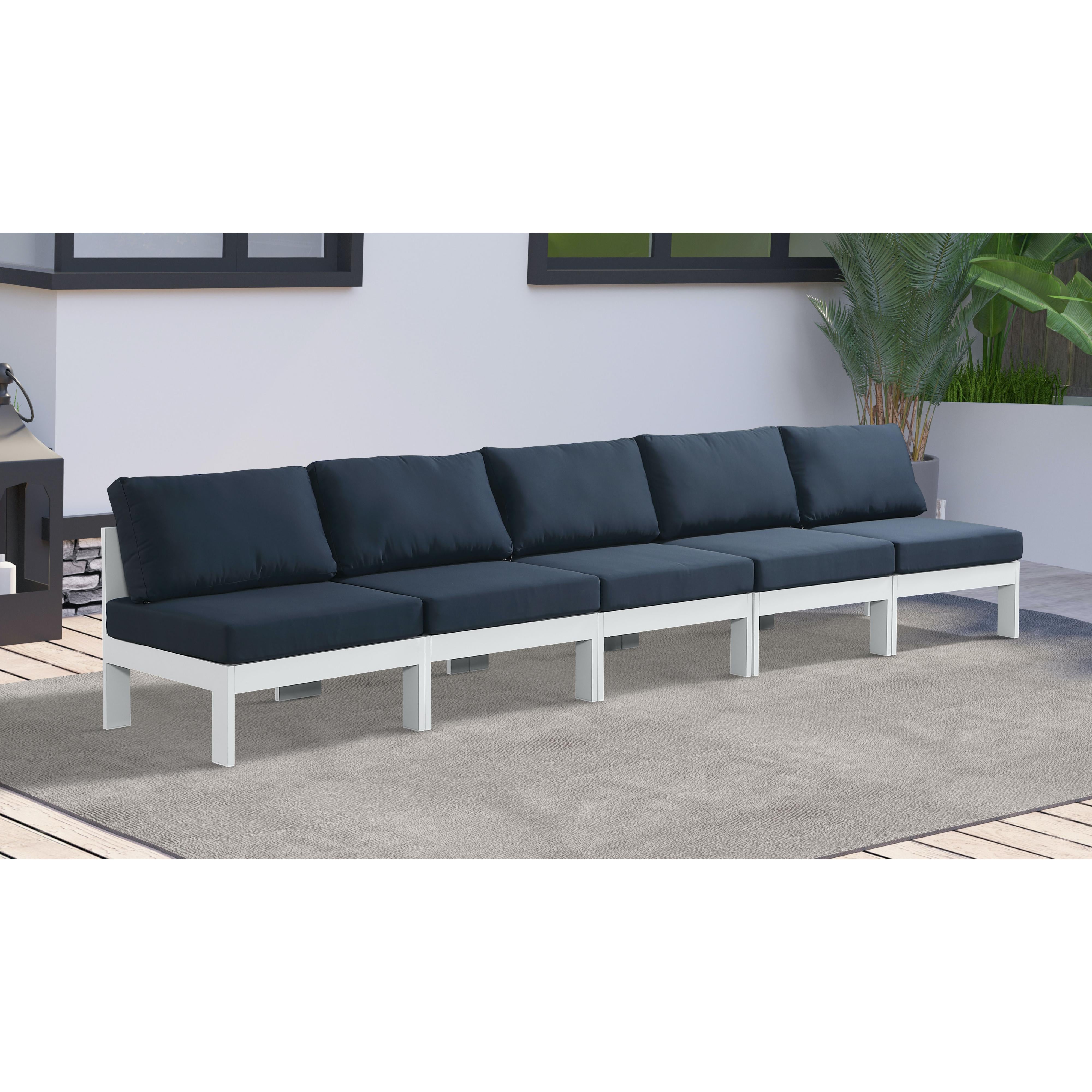 Meridian Nizuc Navy Water Resistant Fabric Outdoor Patio Modular Sofa