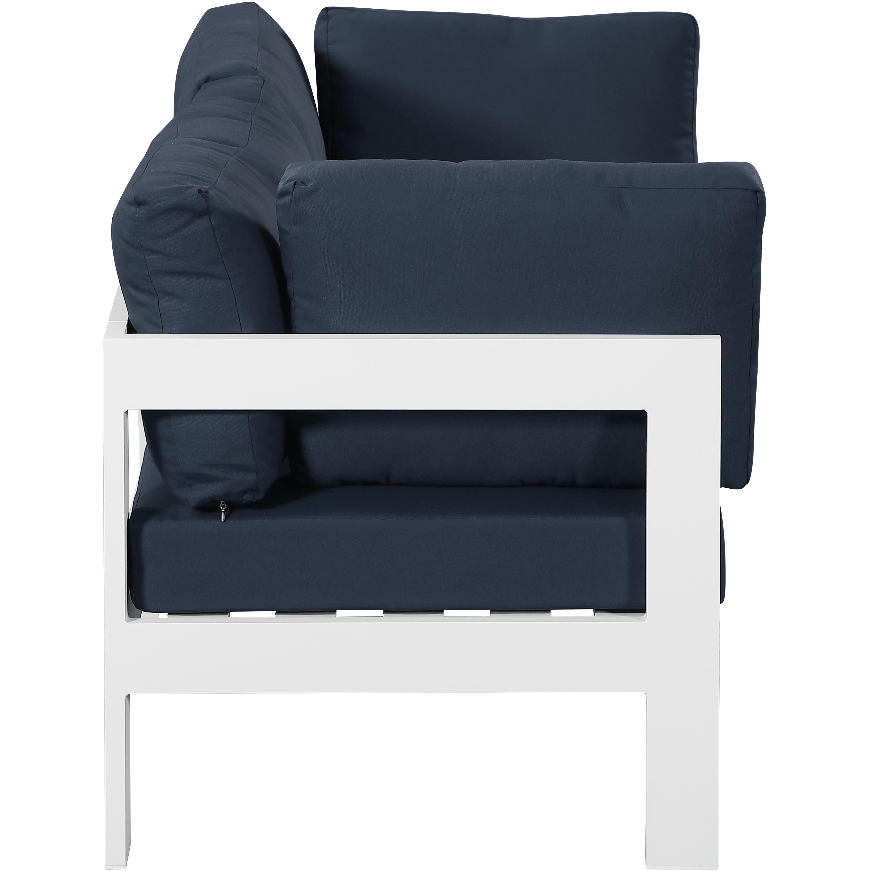Meridian Nizuc Navy Water Resistant Fabric Outdoor Patio Modular Sofa