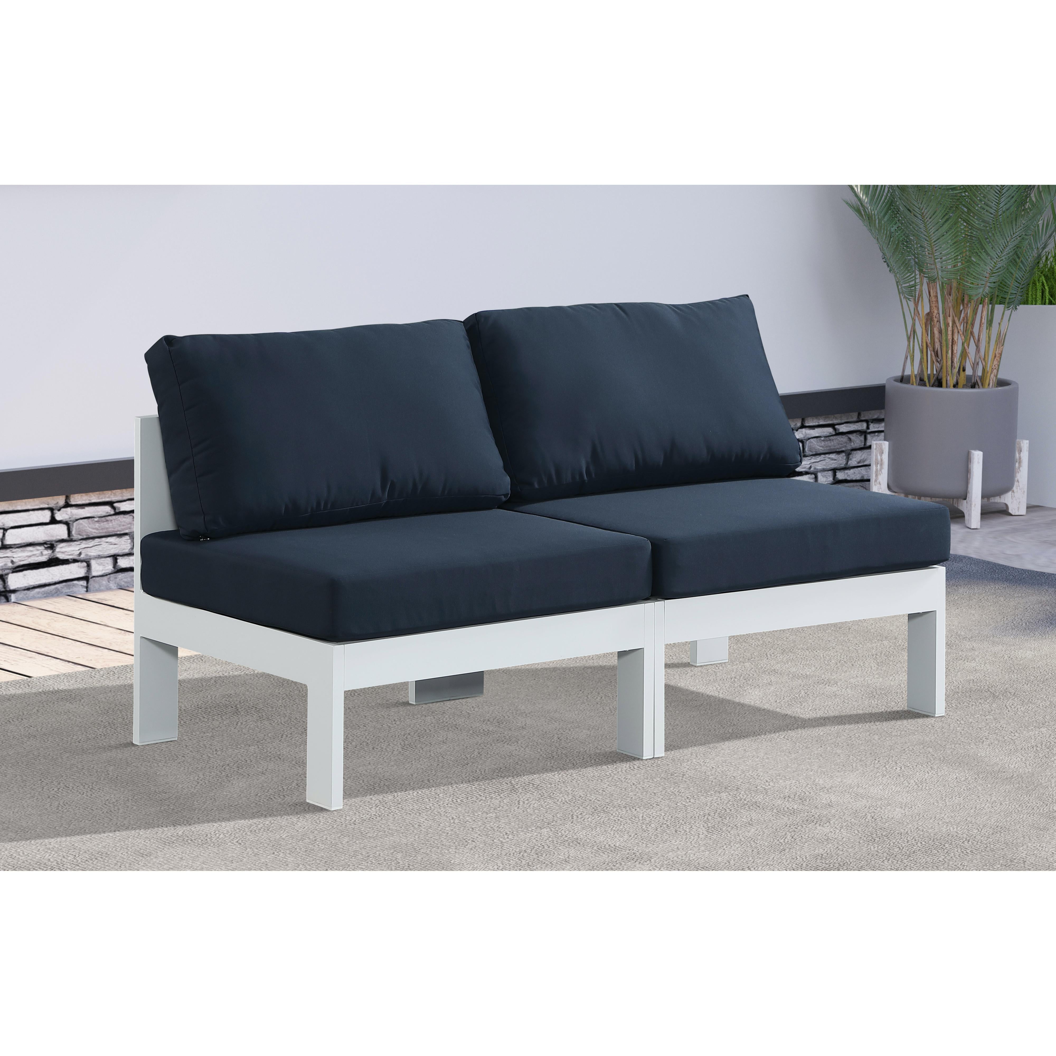 Meridian Nizuc Navy Water Resistant Fabric Outdoor Patio Modular Sofa