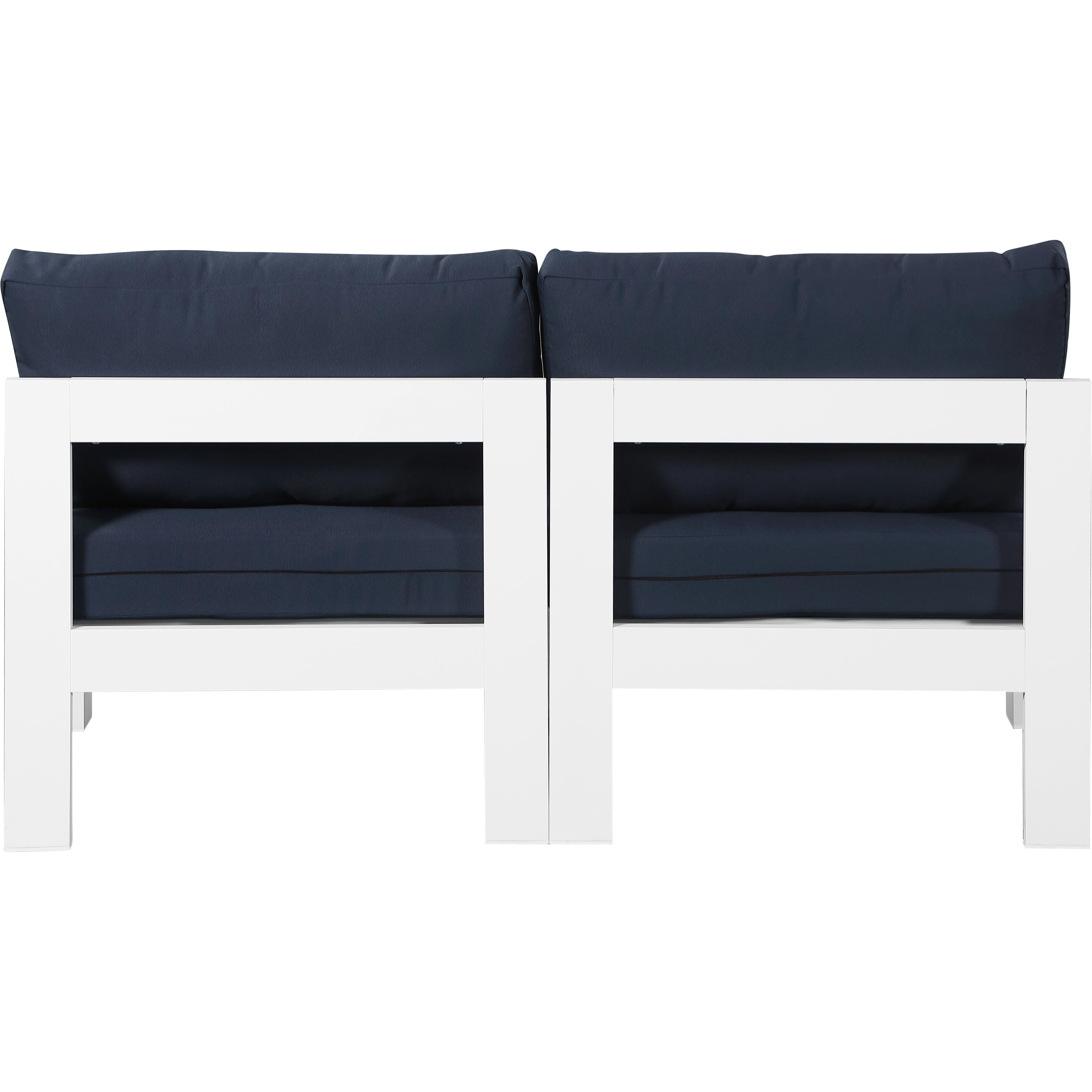 Meridian Nizuc Navy Water Resistant Fabric Outdoor Patio Modular Sofa