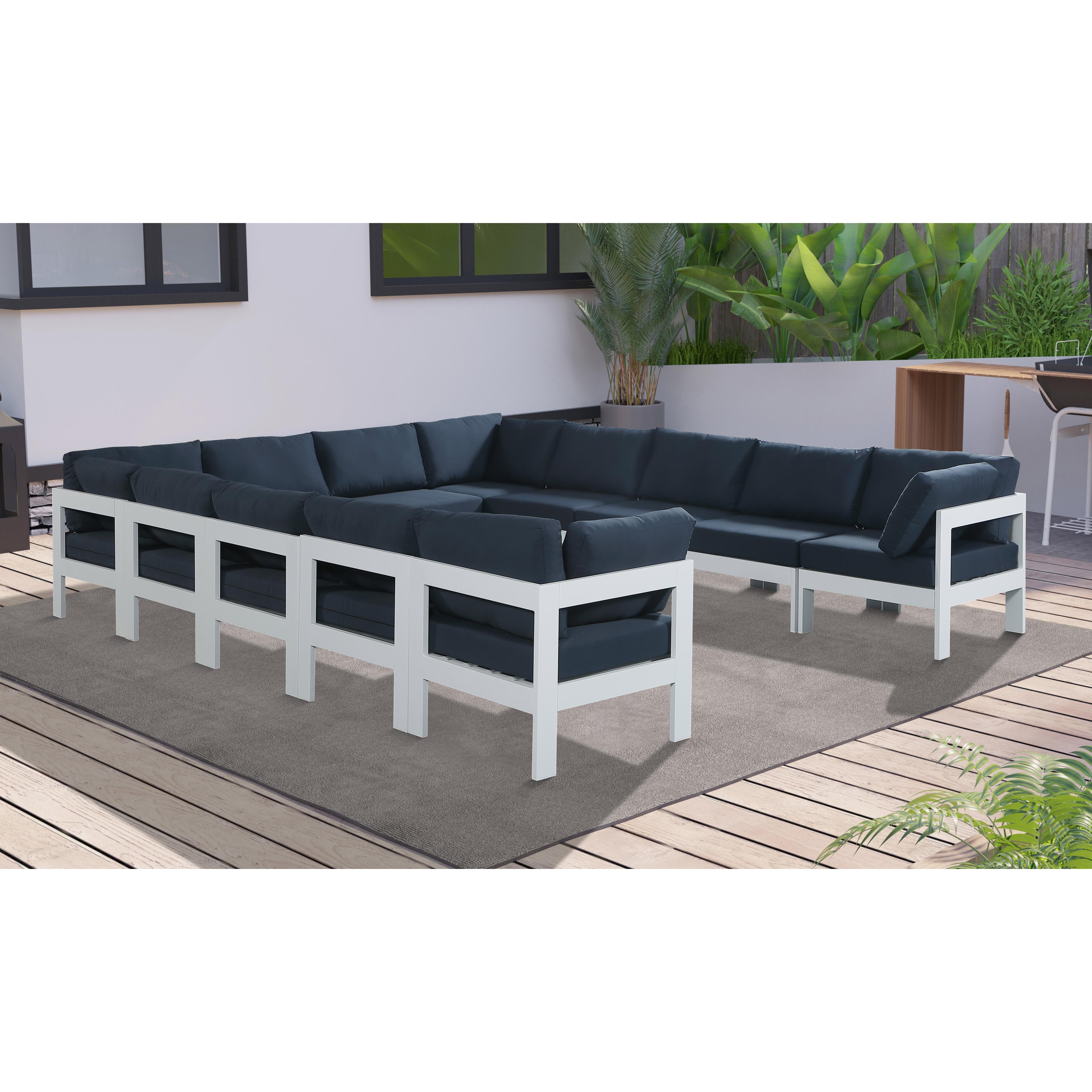 Meridian Nizuc Navy Water Resistant Fabric Outdoor Patio Modular Sectional