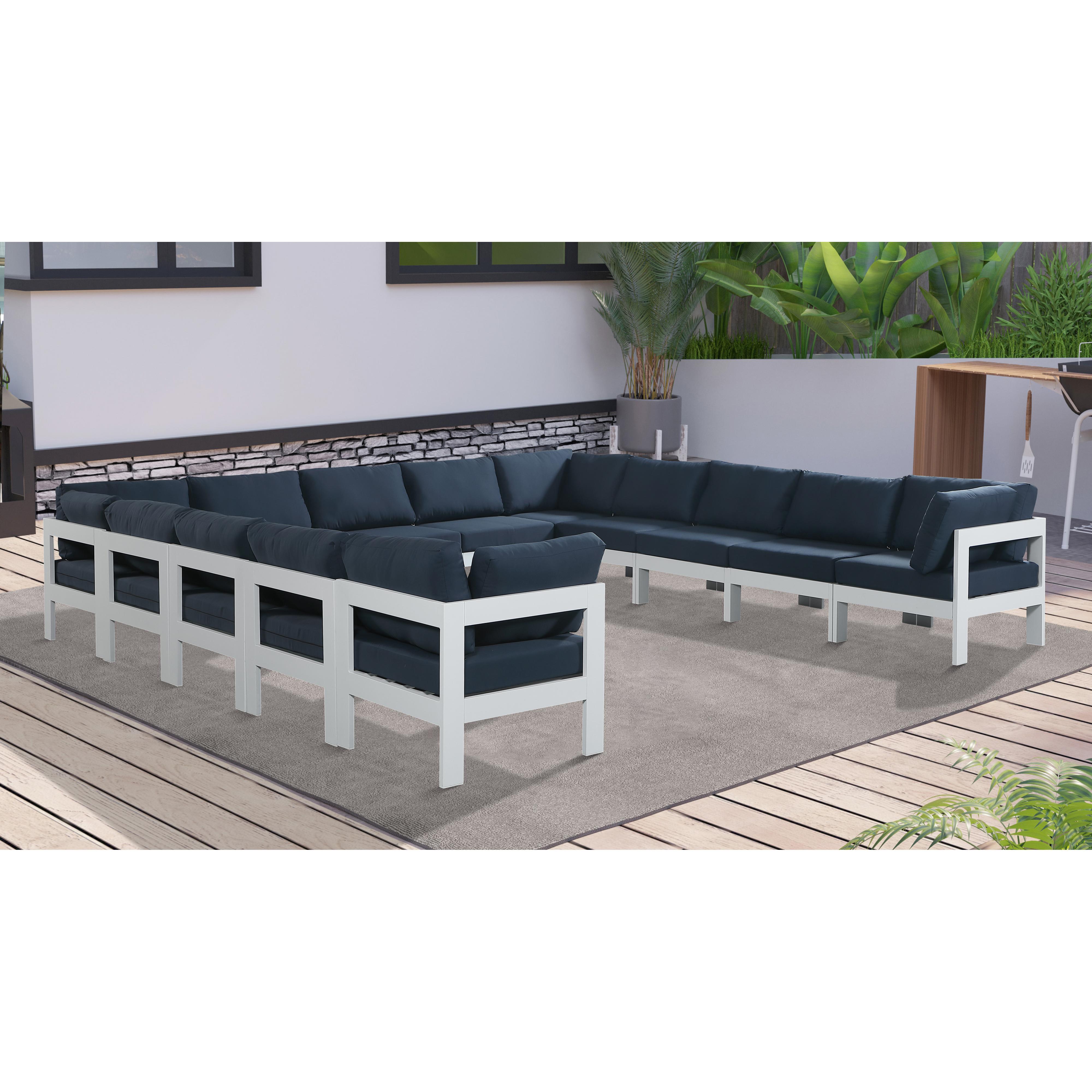 Meridian Nizuc Navy Water Resistant Fabric Outdoor Patio Modular Sectional