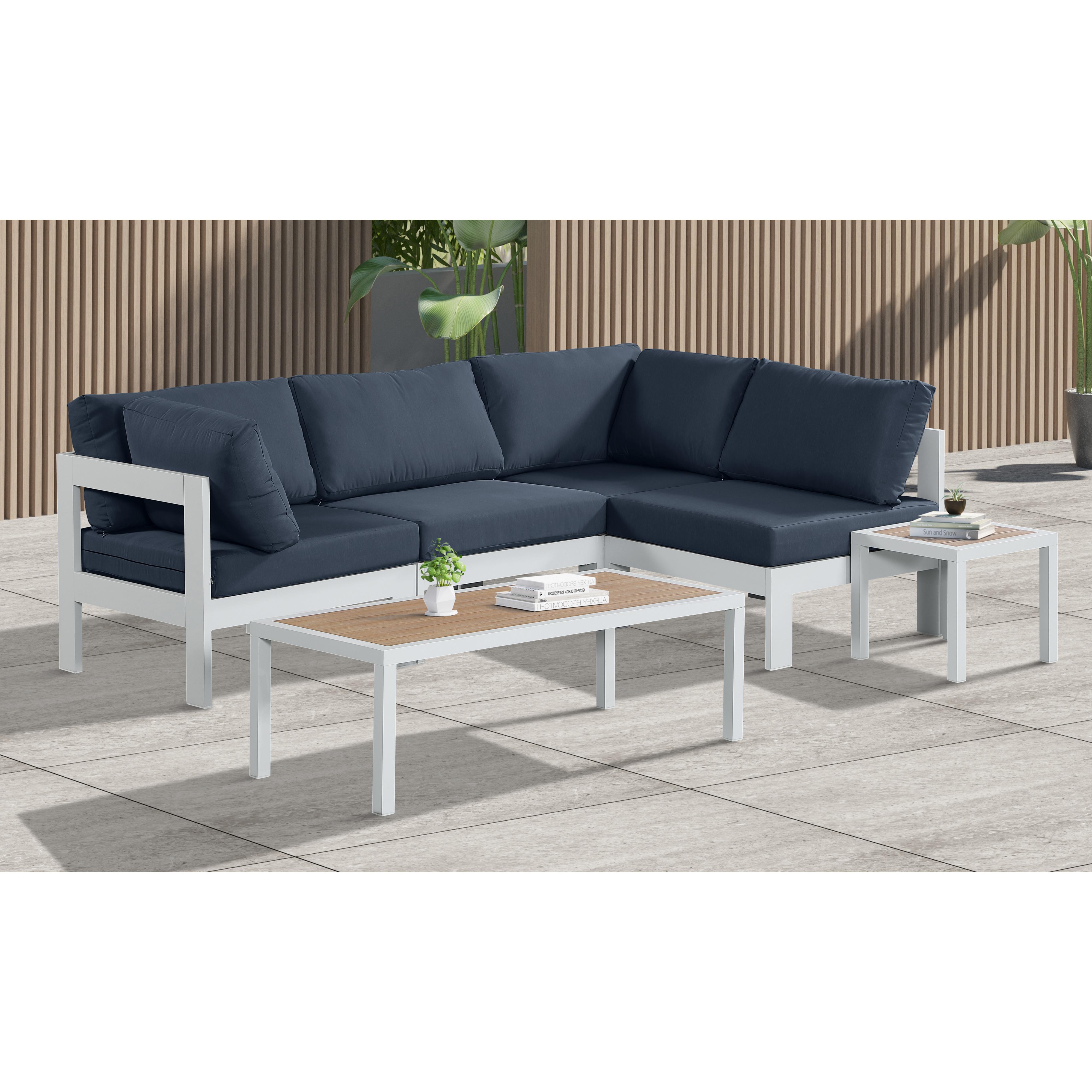 Meridian Nizuc Navy Water Resistant Fabric Outdoor Patio Modular Sectional