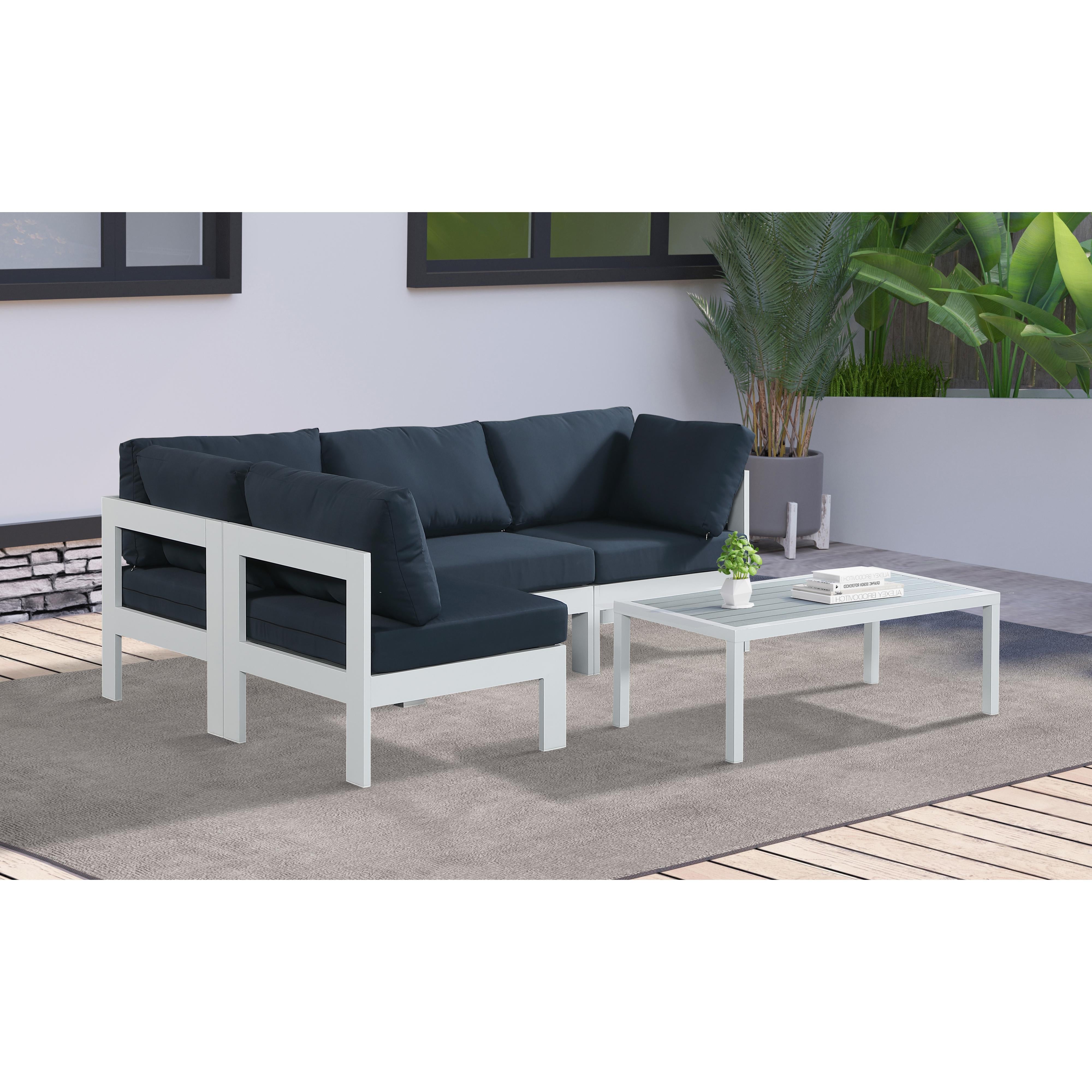 Meridian Nizuc Navy Water Resistant Fabric Outdoor Patio Modular Sectional