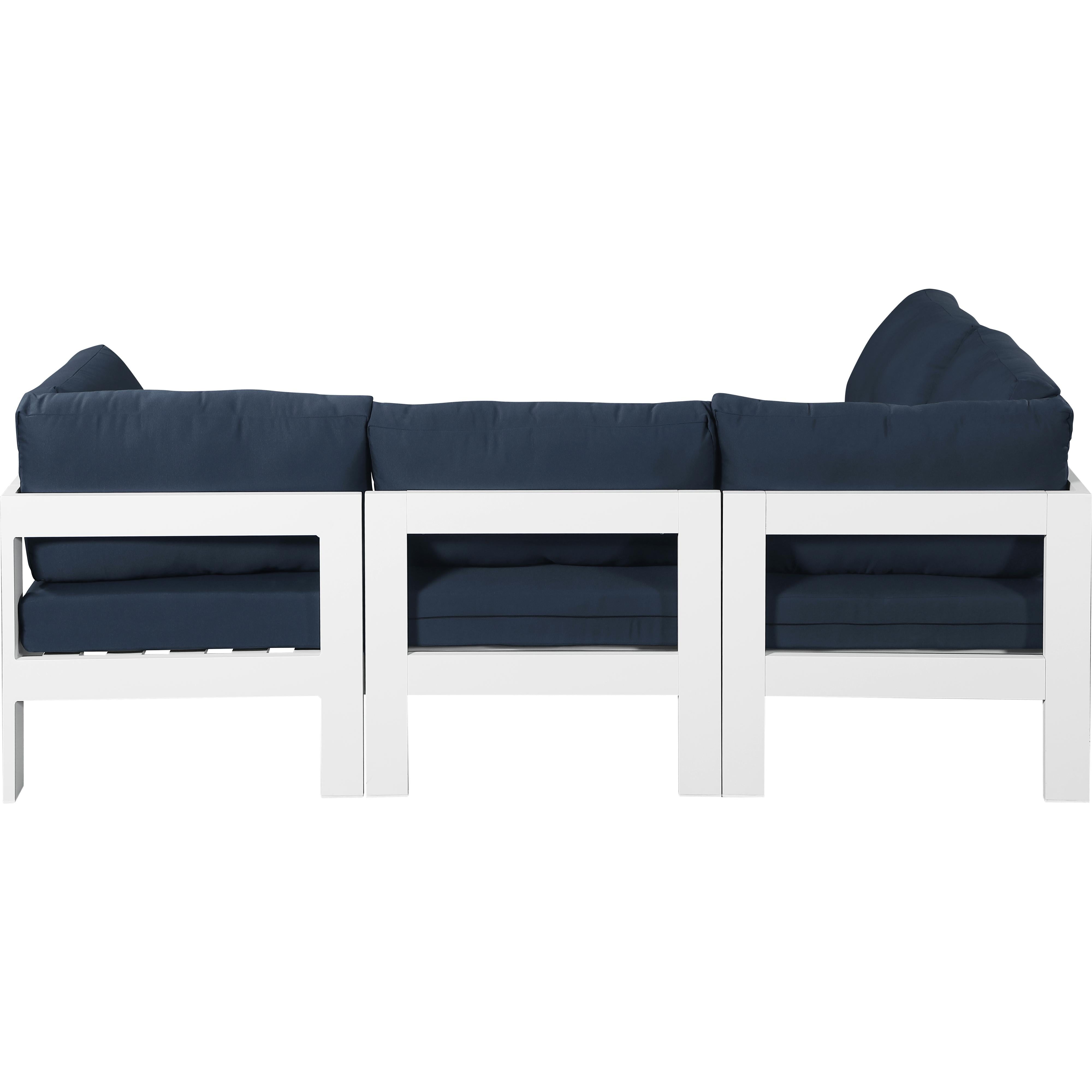 Meridian Nizuc Navy Water Resistant Fabric Outdoor Patio Modular Sectional