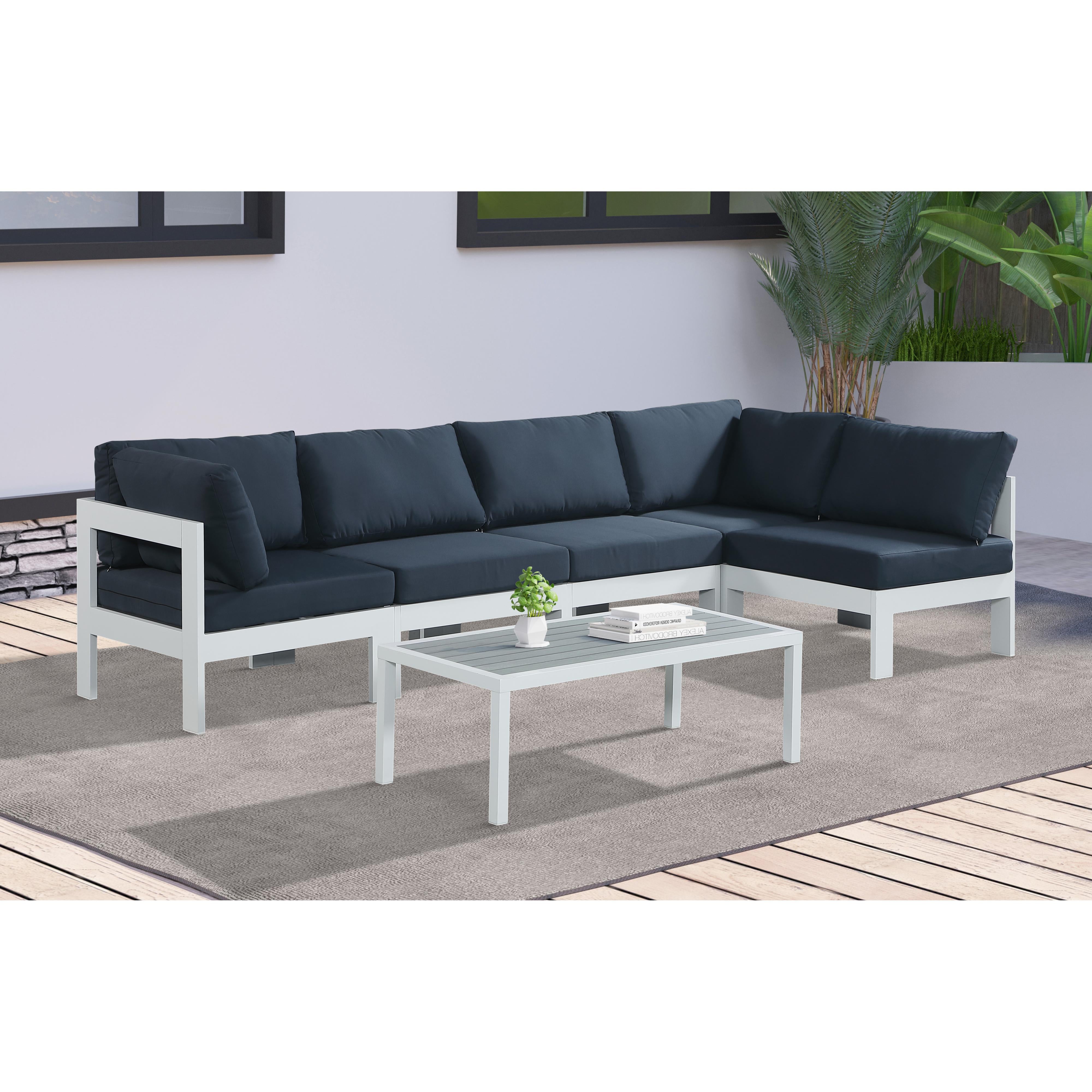 Meridian Nizuc Navy Water Resistant Fabric Outdoor Patio Modular Sectional