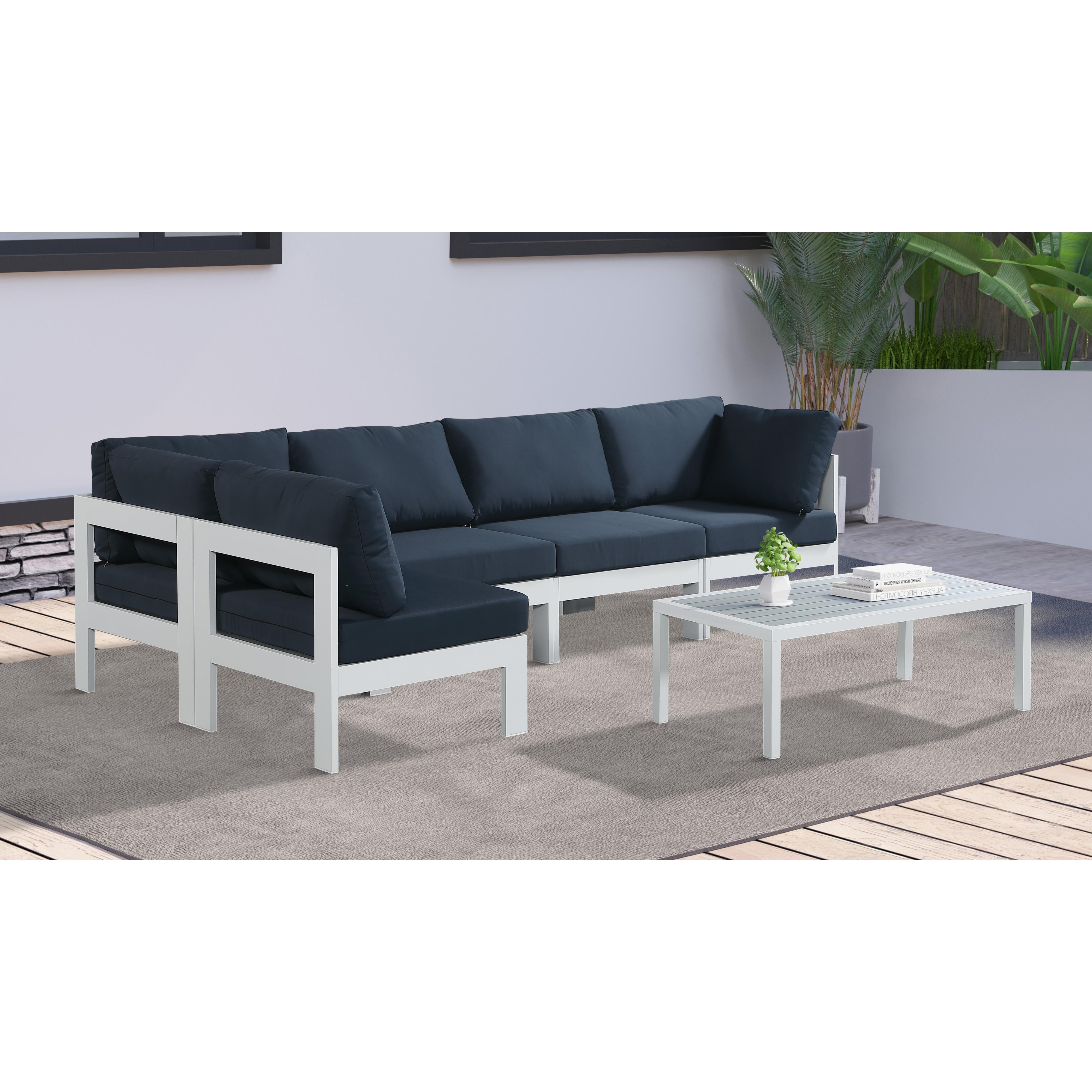 Meridian Nizuc Navy Water Resistant Fabric Outdoor Patio Modular Sectional