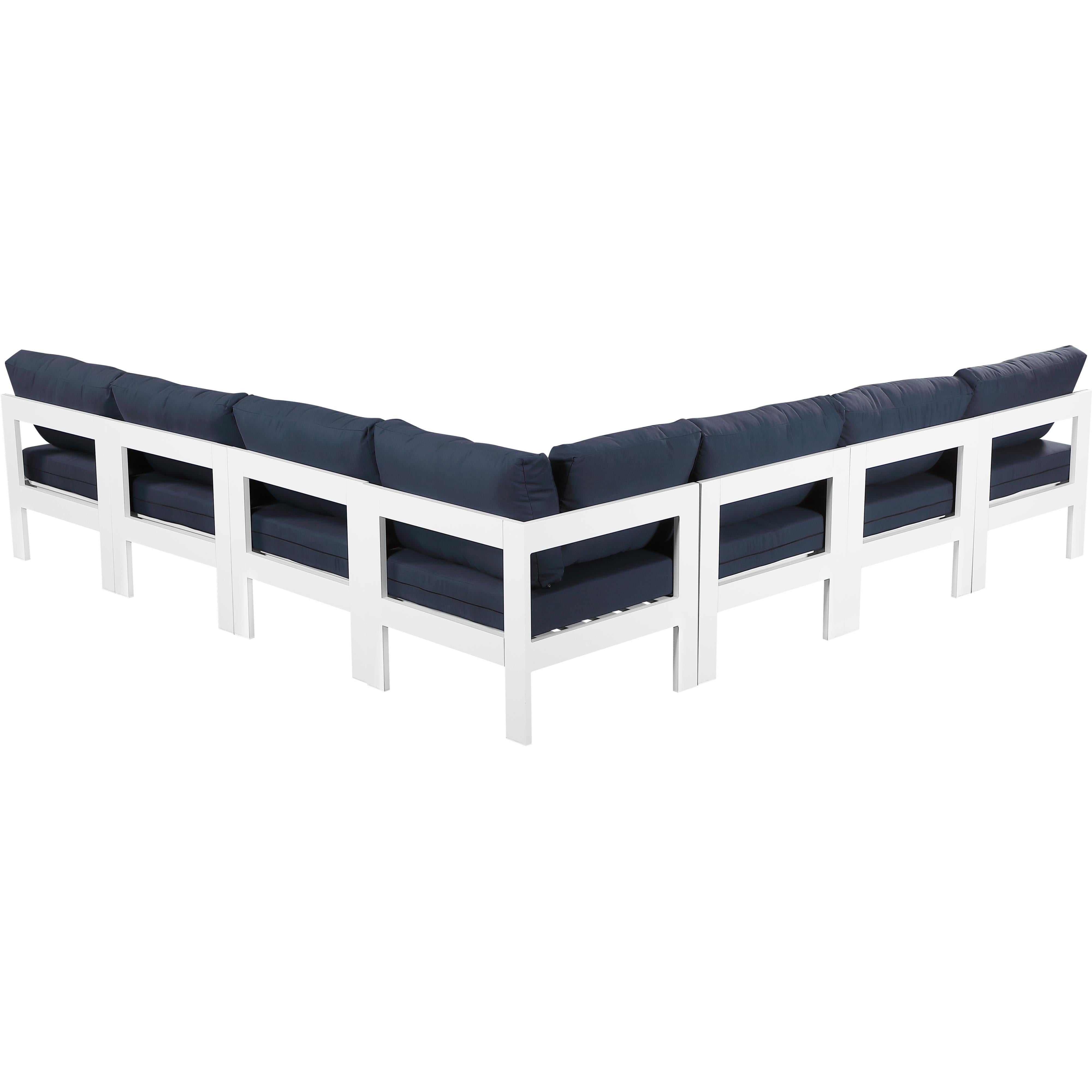 Meridian Nizuc Navy Water Resistant Fabric Outdoor Patio Modular Sectional