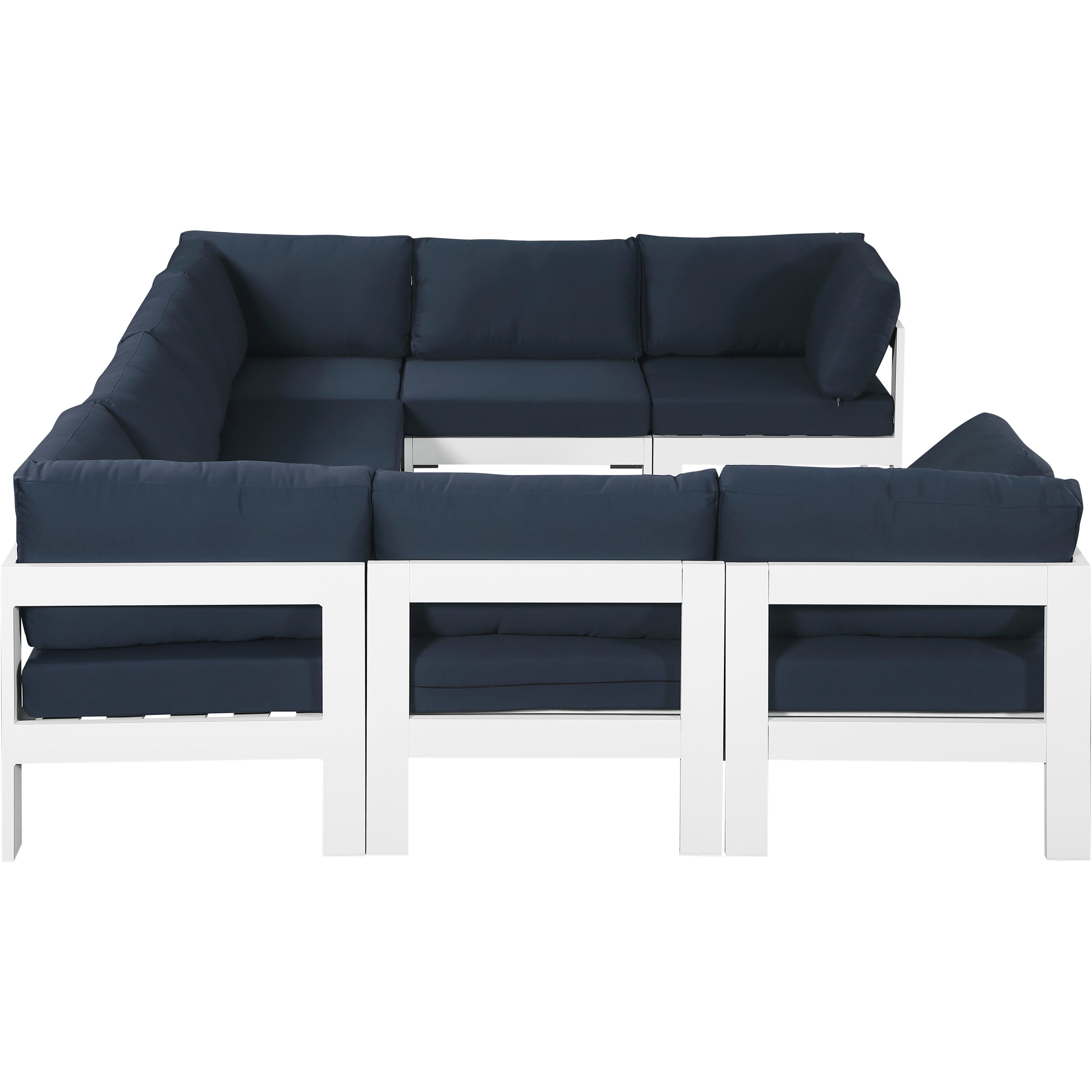 Meridian Nizuc Navy Water Resistant Fabric Outdoor Patio Modular Sectional