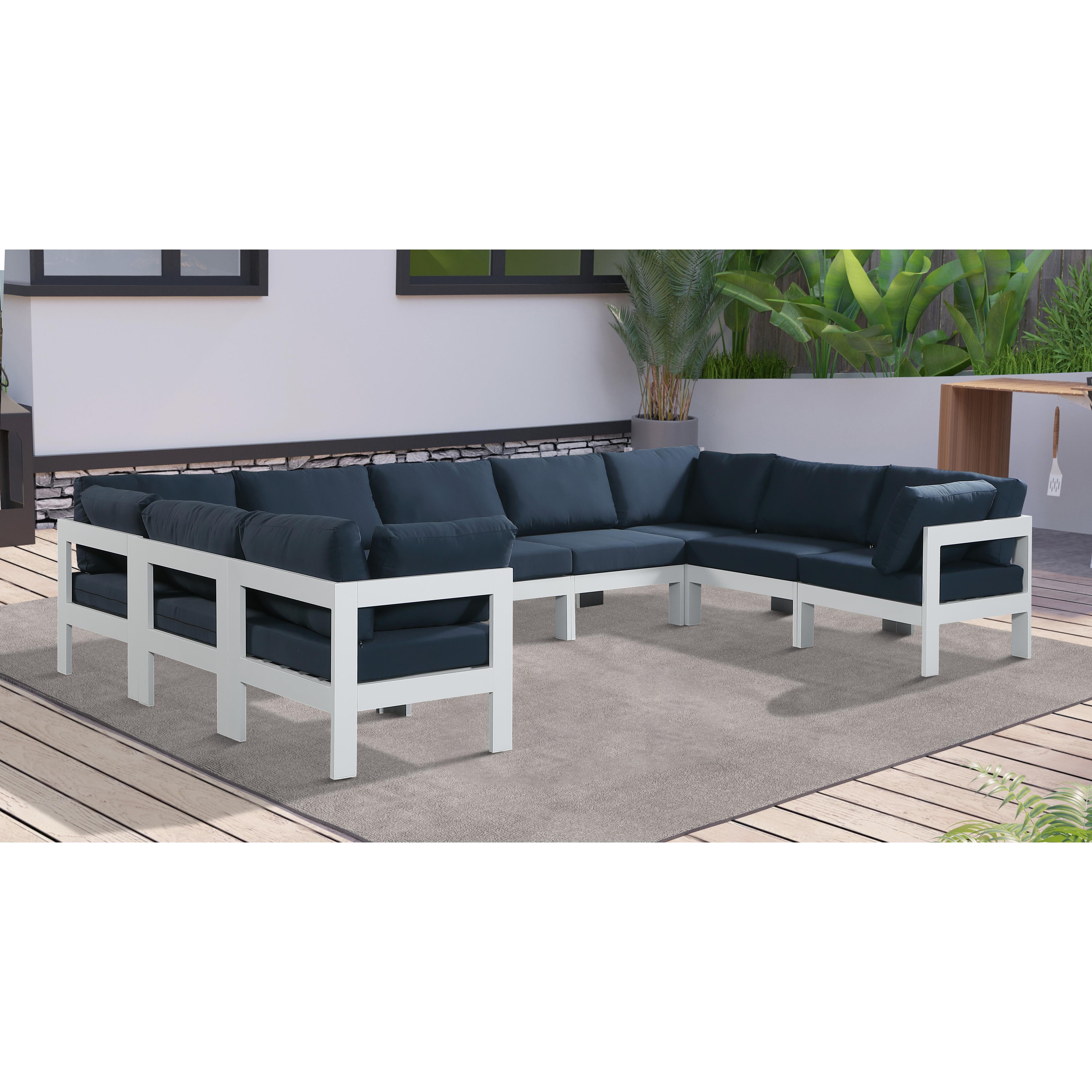 Meridian Nizuc Navy Water Resistant Fabric Outdoor Patio Modular Sectional