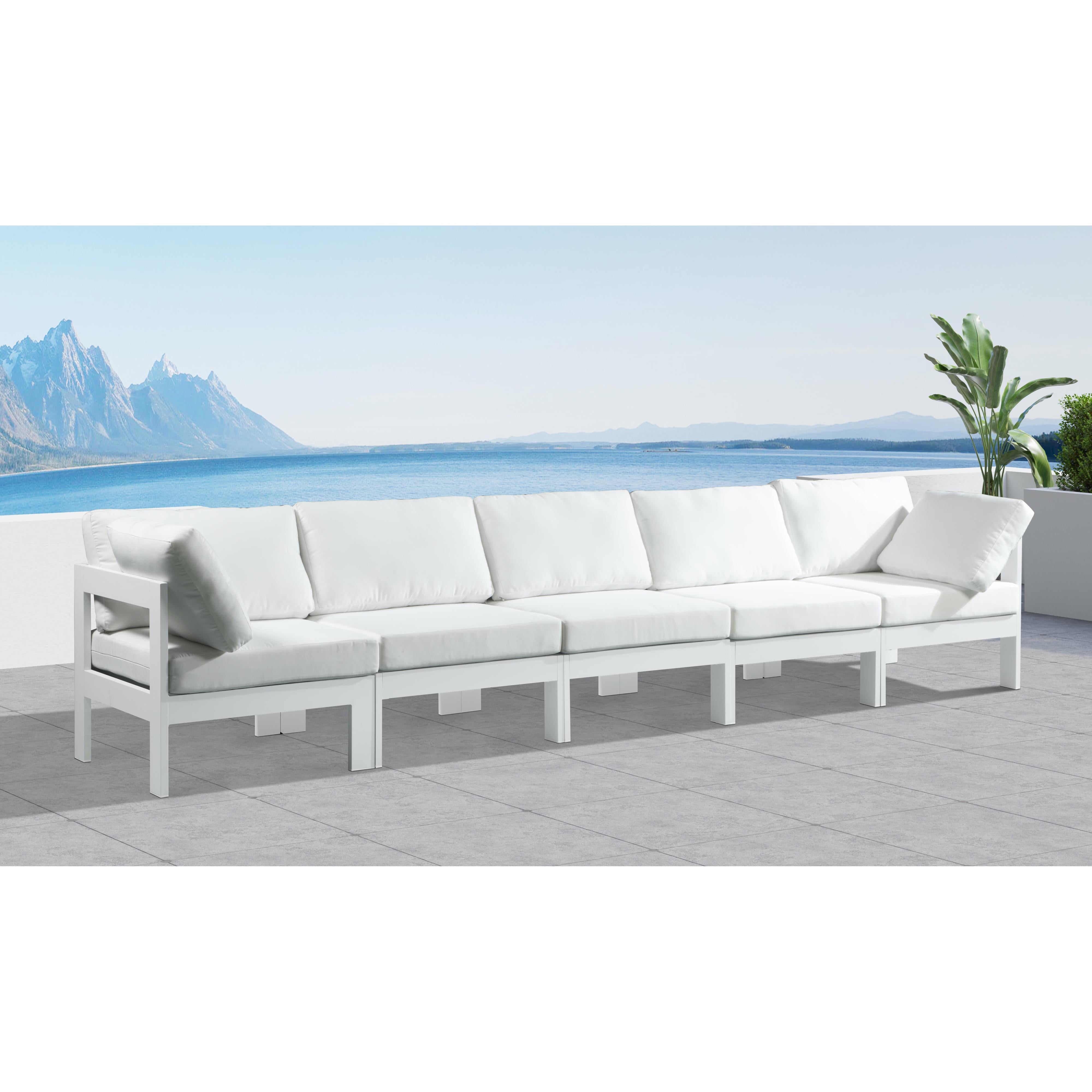 Meridian Nizuc White Water Resistant Fabric Outdoor Patio Modular Sofa