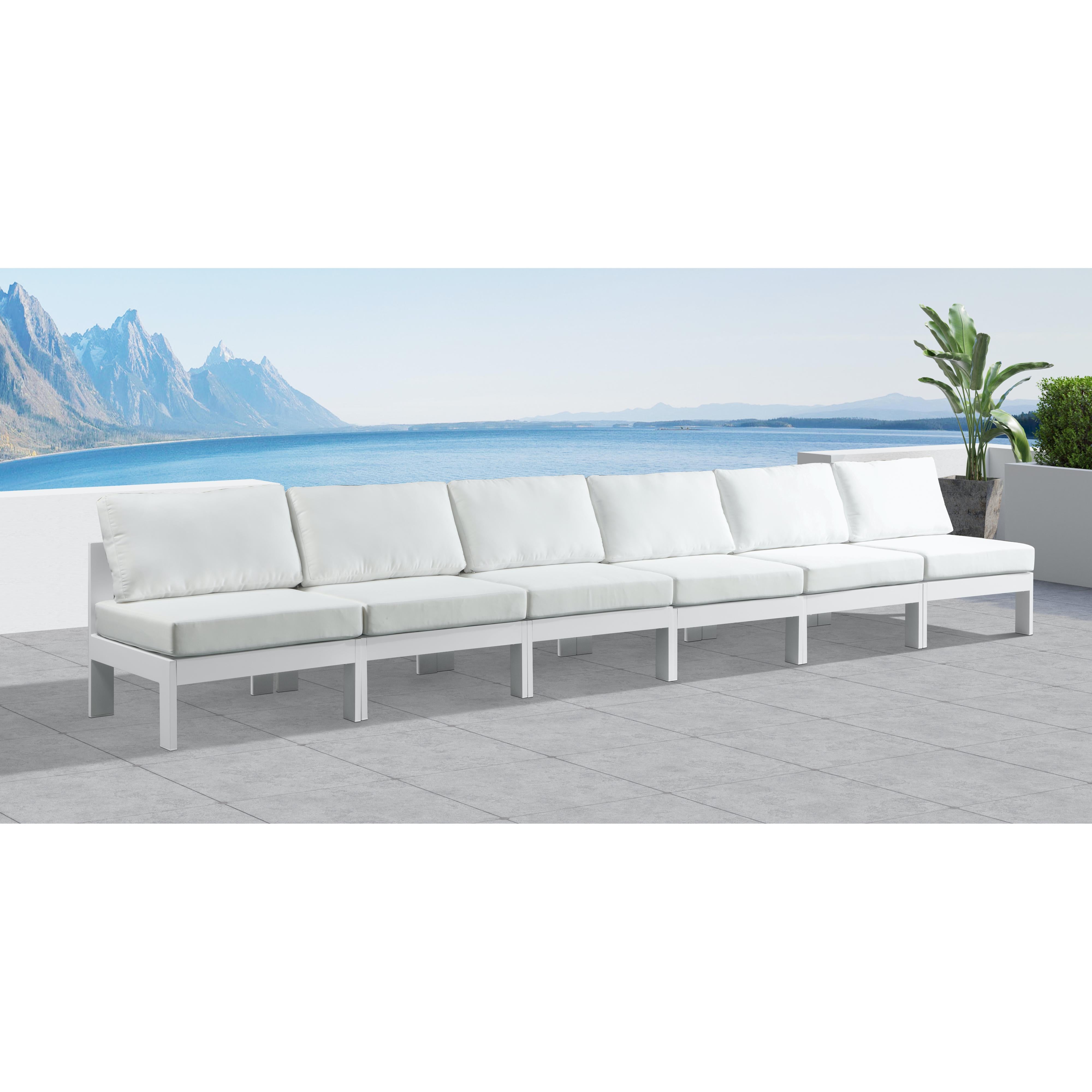 Meridian Nizuc White Water Resistant Fabric Outdoor Patio Modular Sofa