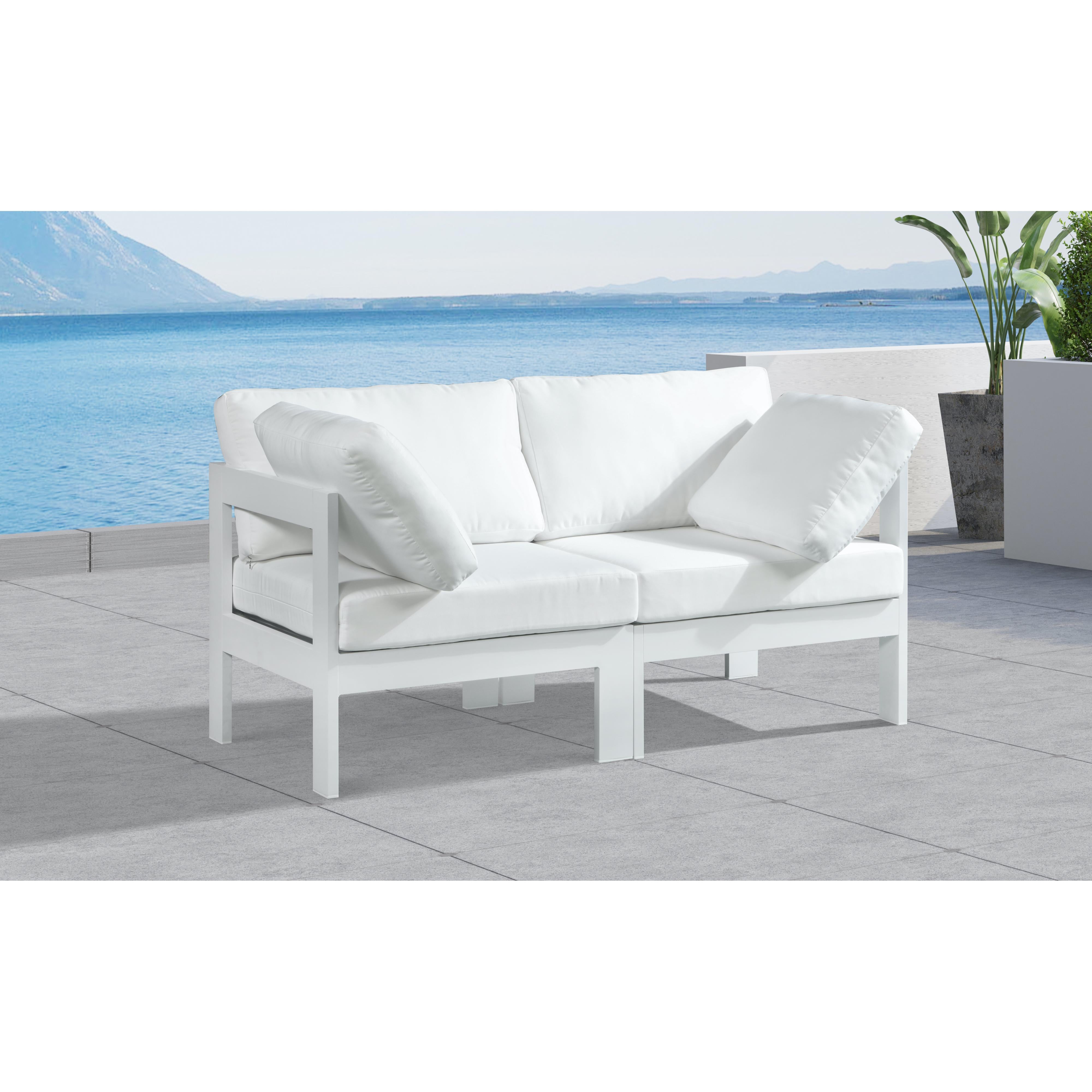 Meridian Nizuc White Water Resistant Fabric Outdoor Patio Modular Sofa