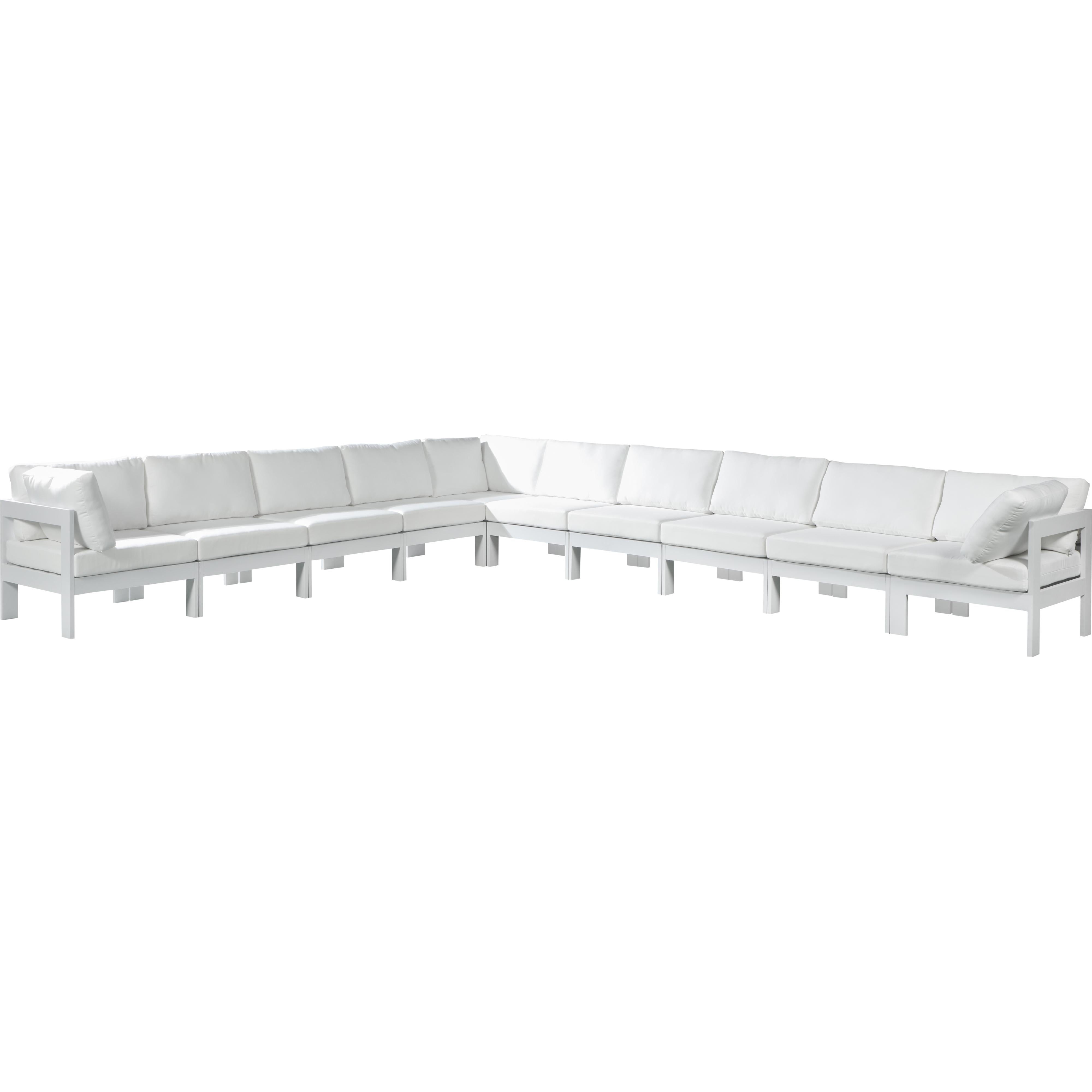 Meridian Nizuc White Water Resistant Fabric Outdoor Patio Modular Sectional