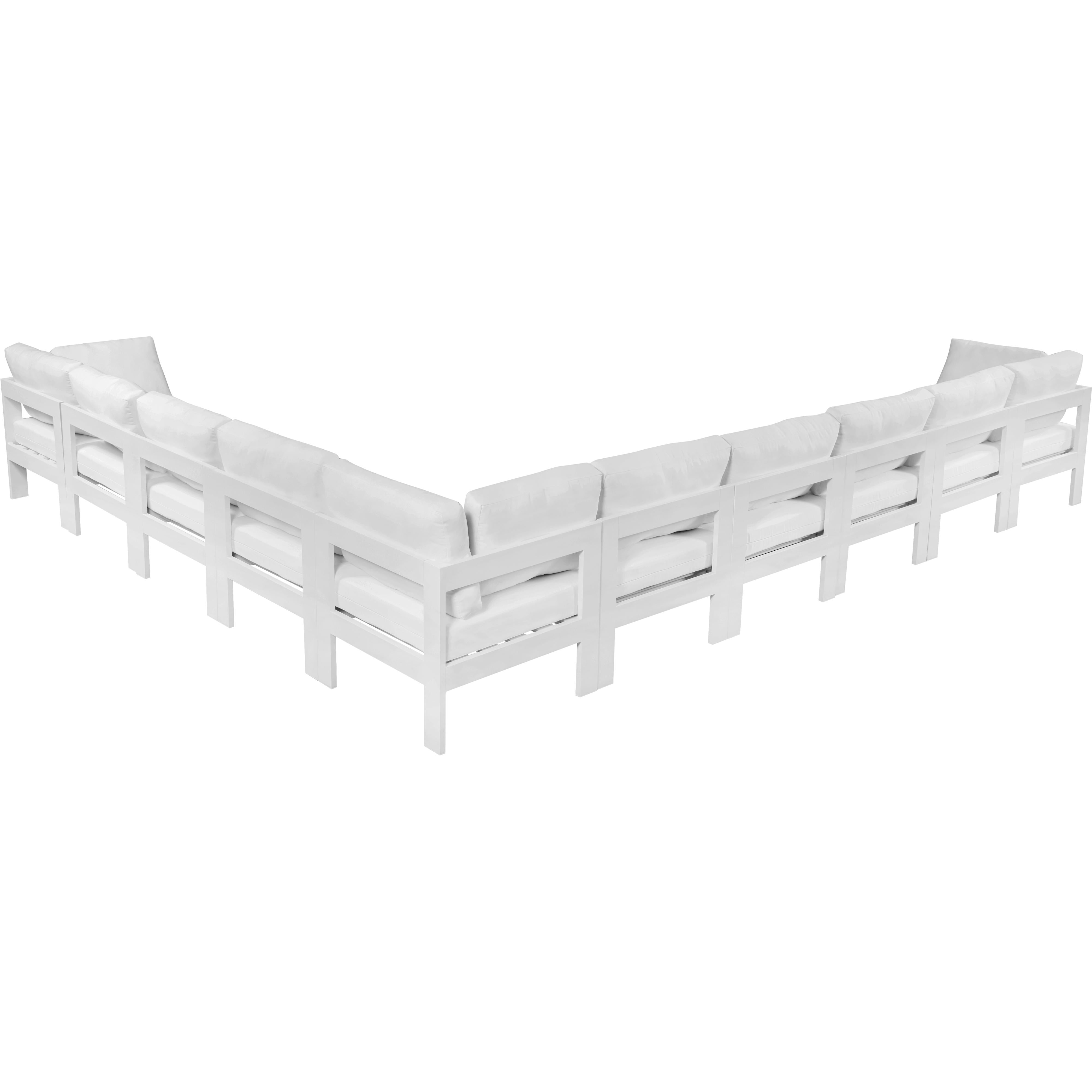 Meridian Nizuc White Water Resistant Fabric Outdoor Patio Modular Sectional