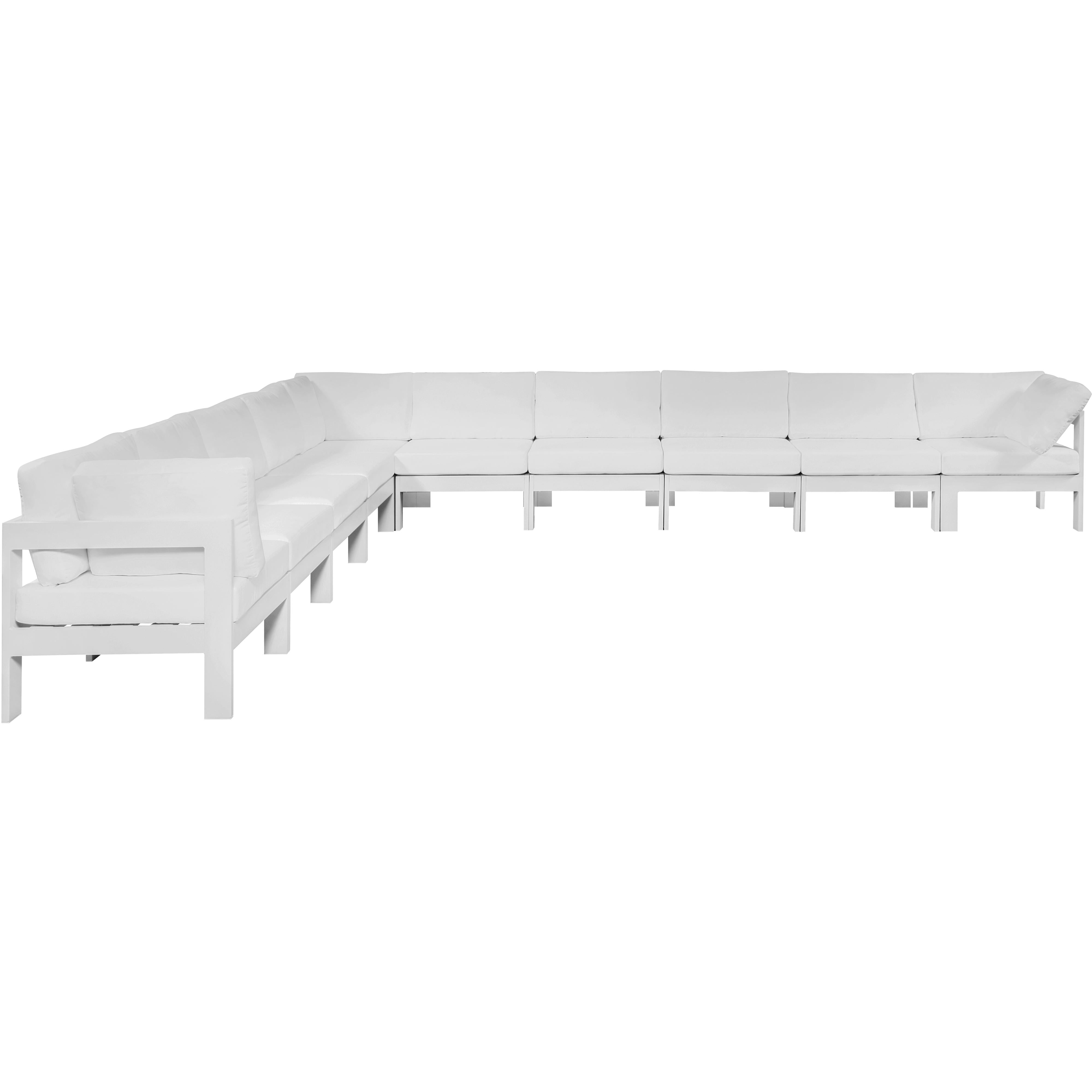 Meridian Nizuc White Water Resistant Fabric Outdoor Patio Modular Sectional