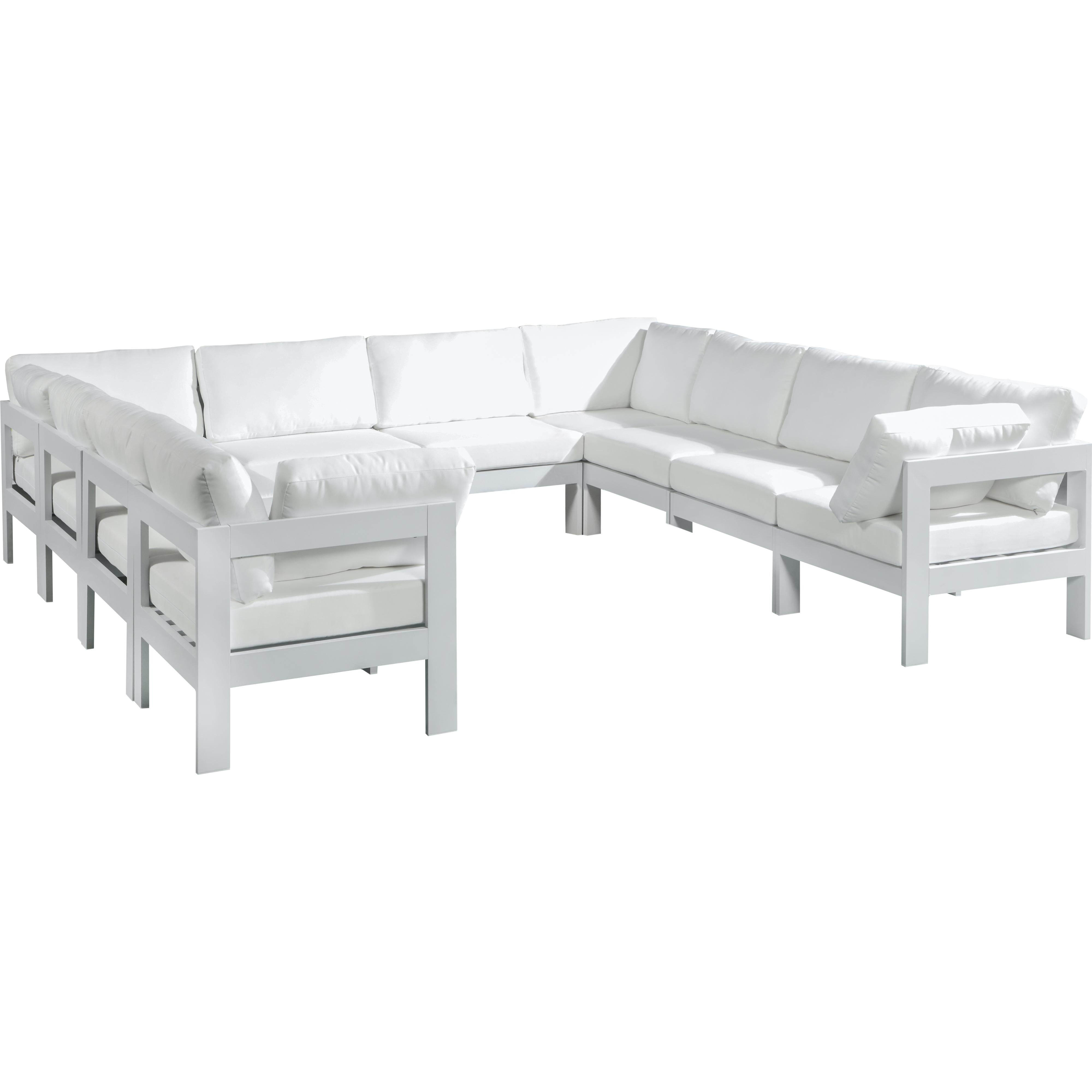 Meridian Nizuc White Water Resistant Fabric Outdoor Patio Modular Sectional