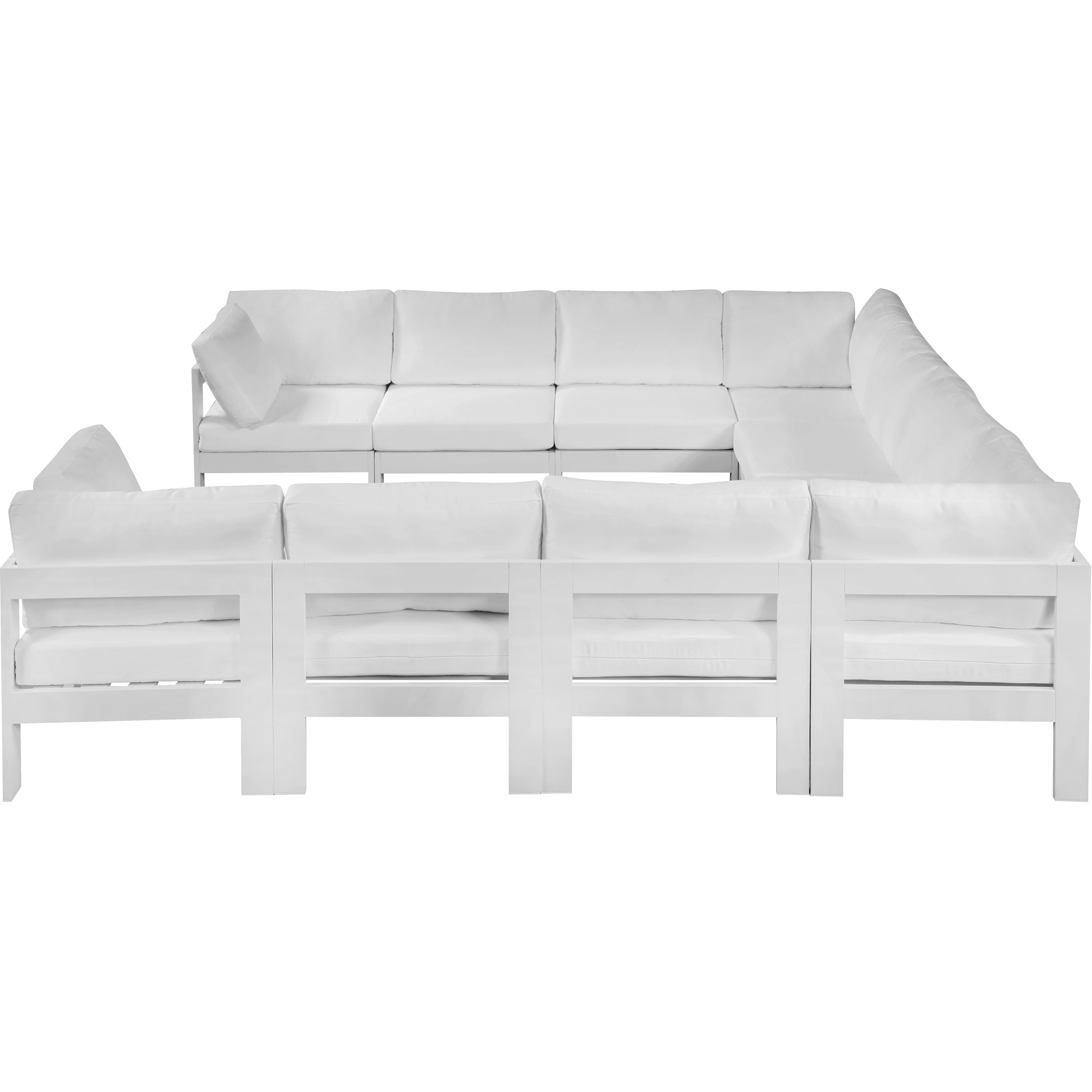Meridian Nizuc White Water Resistant Fabric Outdoor Patio Modular Sectional