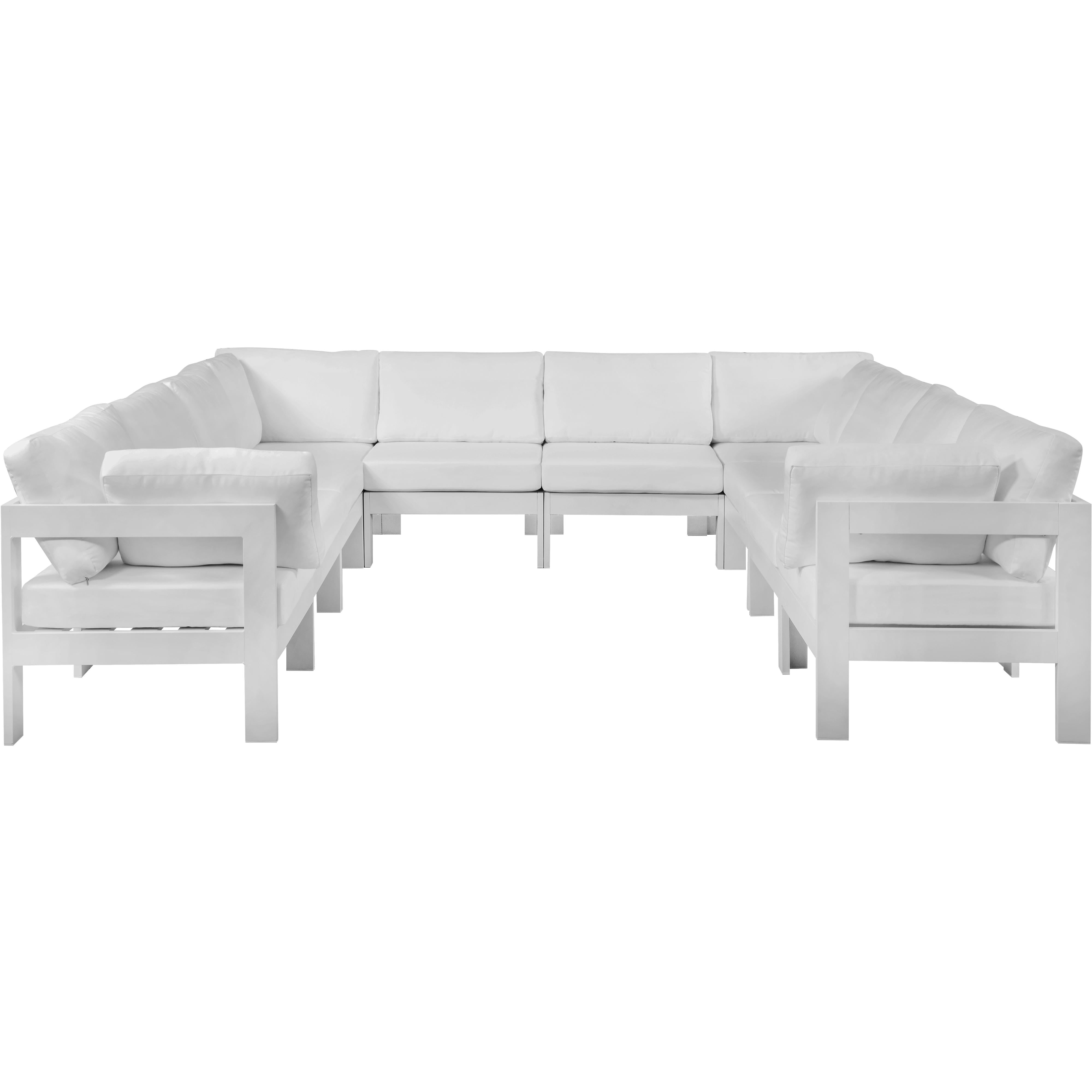 Meridian Nizuc White Water Resistant Fabric Outdoor Patio Modular Sectional