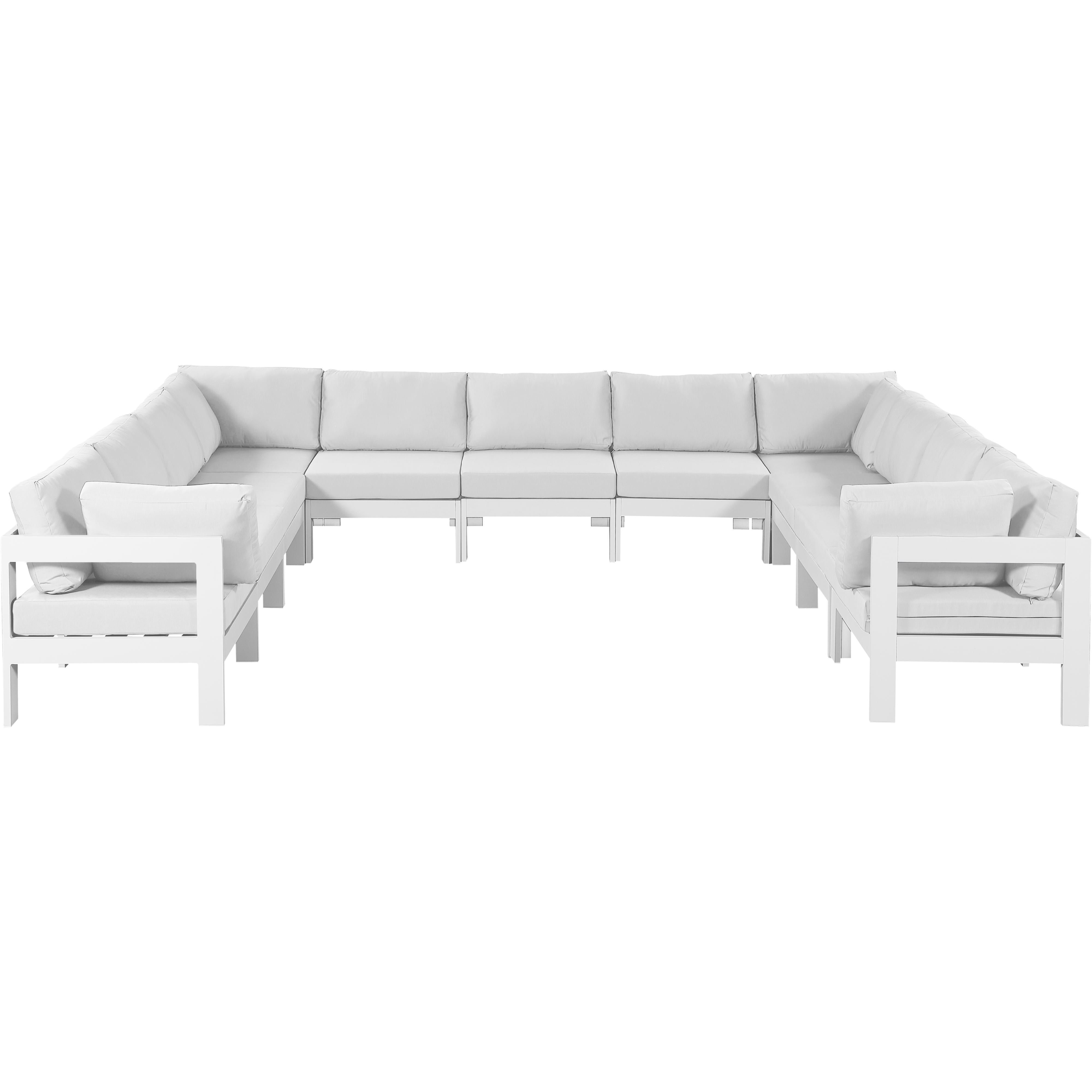 Meridian Nizuc White Water Resistant Fabric Outdoor Patio Modular Sectional