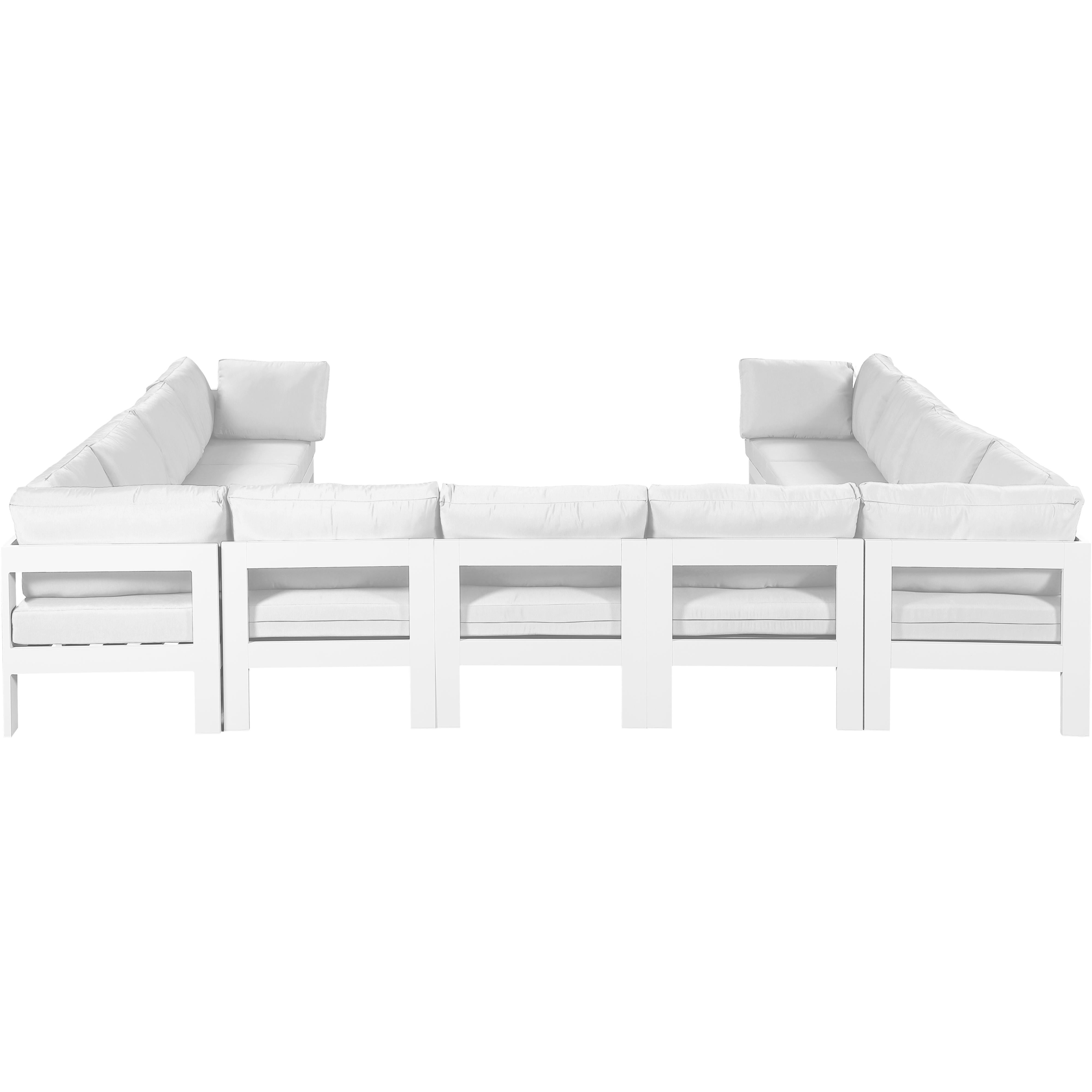 Meridian Nizuc White Water Resistant Fabric Outdoor Patio Modular Sectional