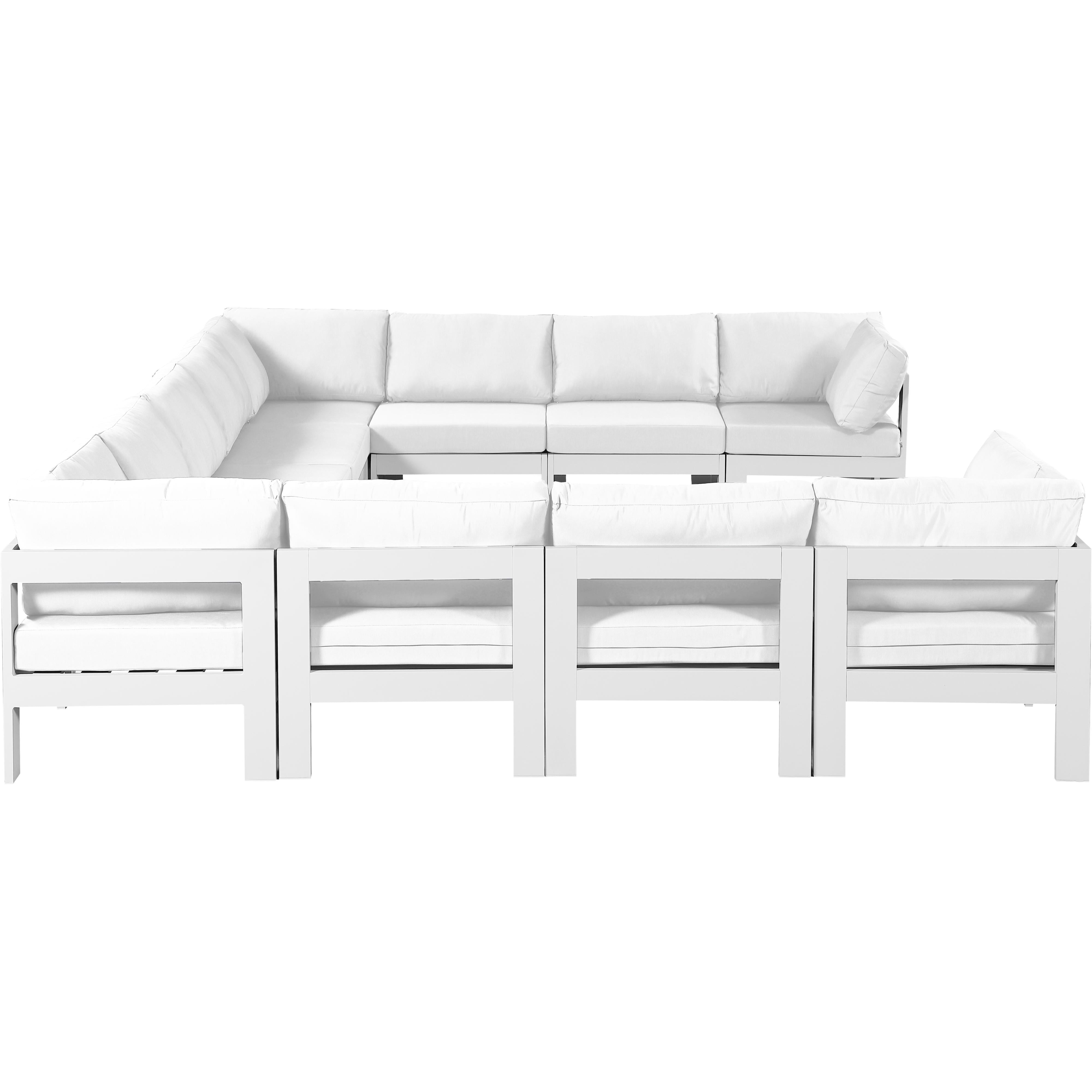 Meridian Nizuc White Water Resistant Fabric Outdoor Patio Modular Sectional