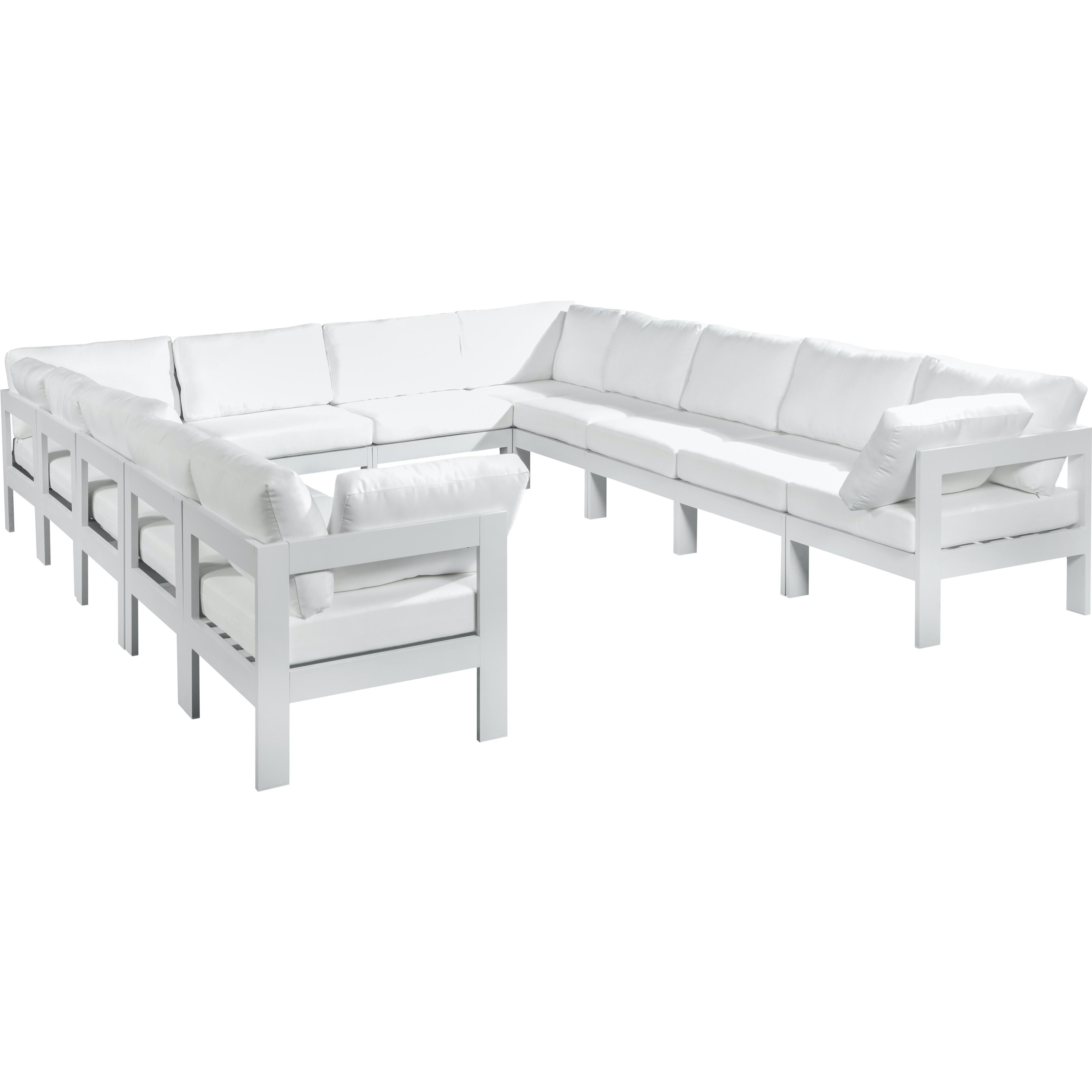 Meridian Nizuc White Water Resistant Fabric Outdoor Patio Modular Sectional