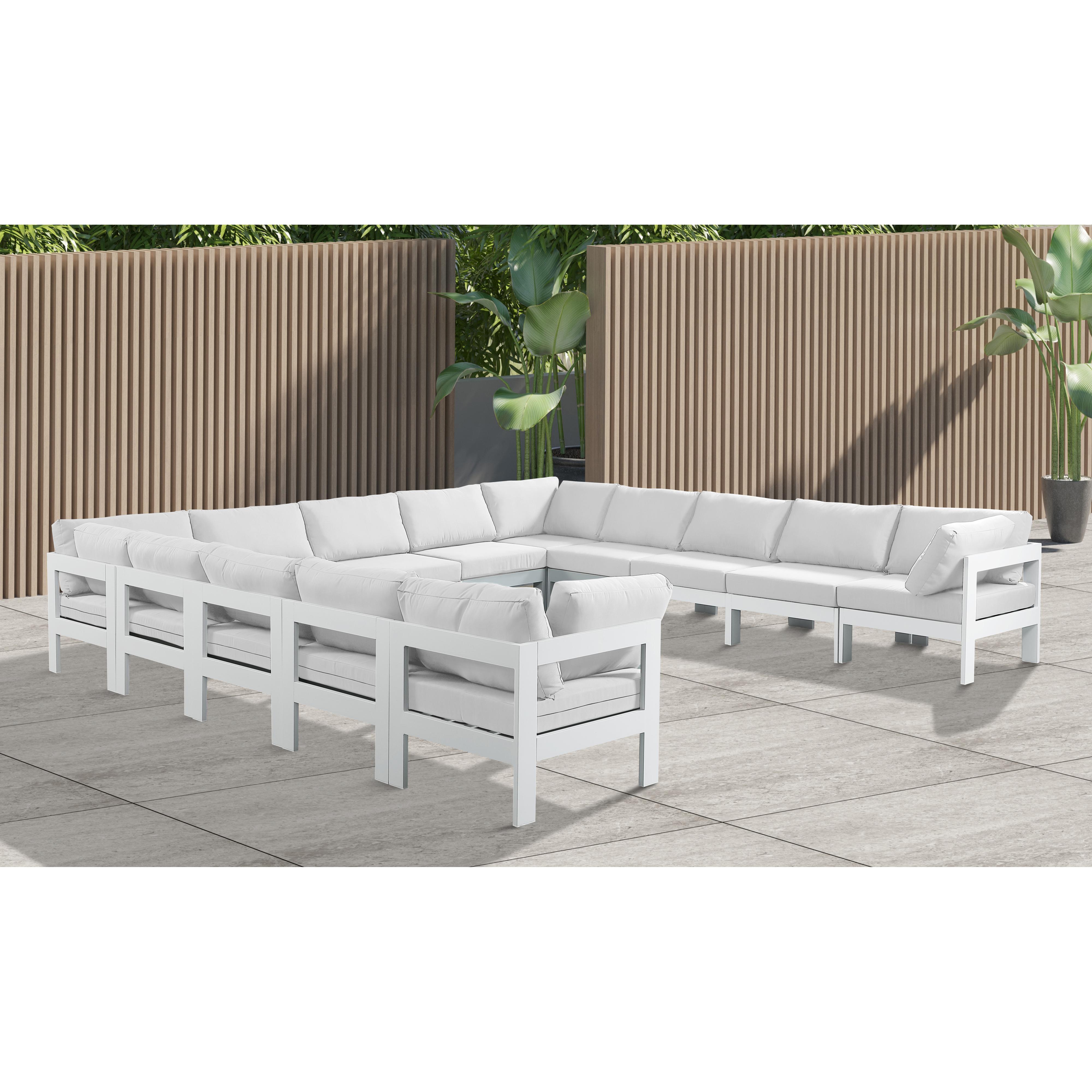 Meridian Nizuc White Water Resistant Fabric Outdoor Patio Modular Sectional