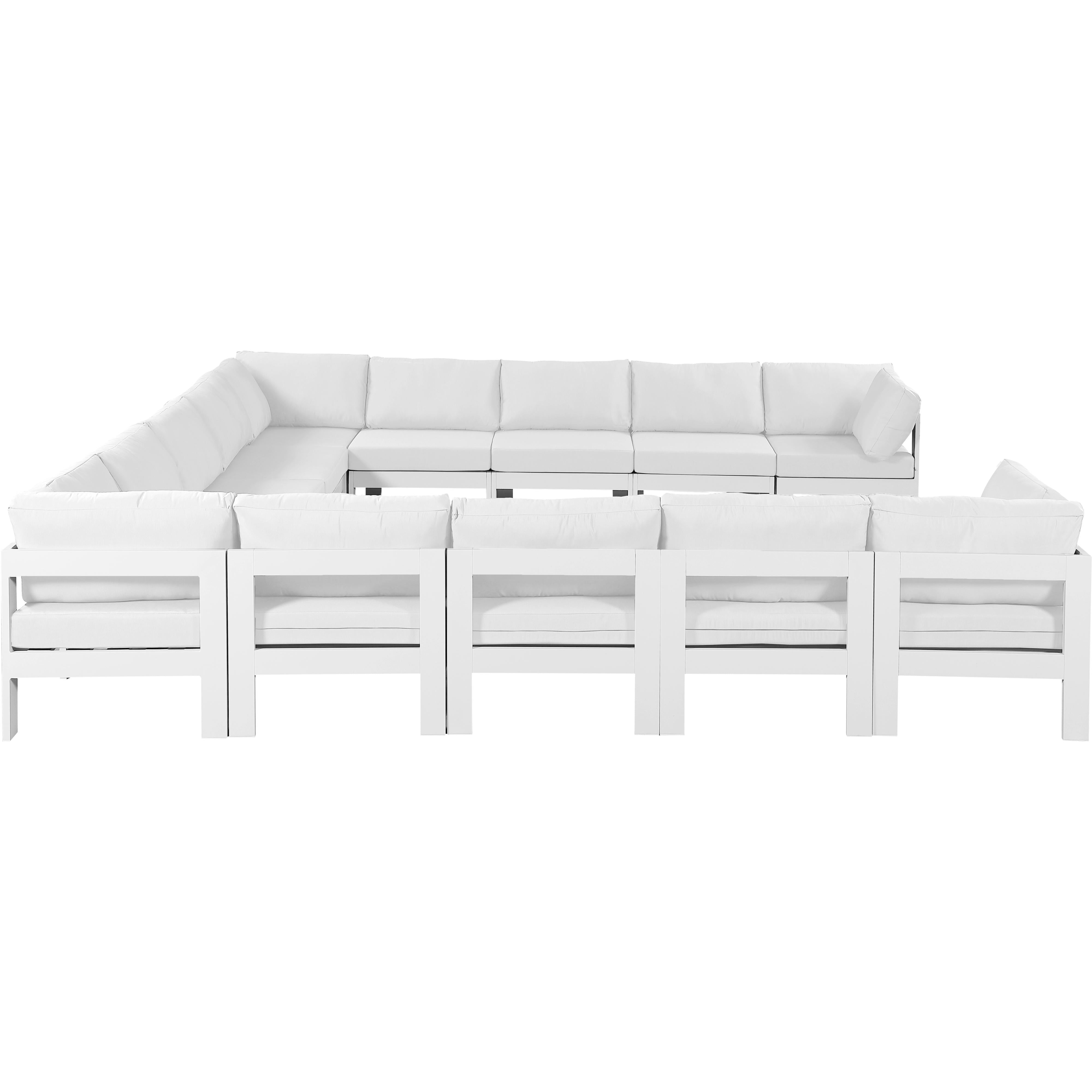 Meridian Nizuc White Water Resistant Fabric Outdoor Patio Modular Sectional