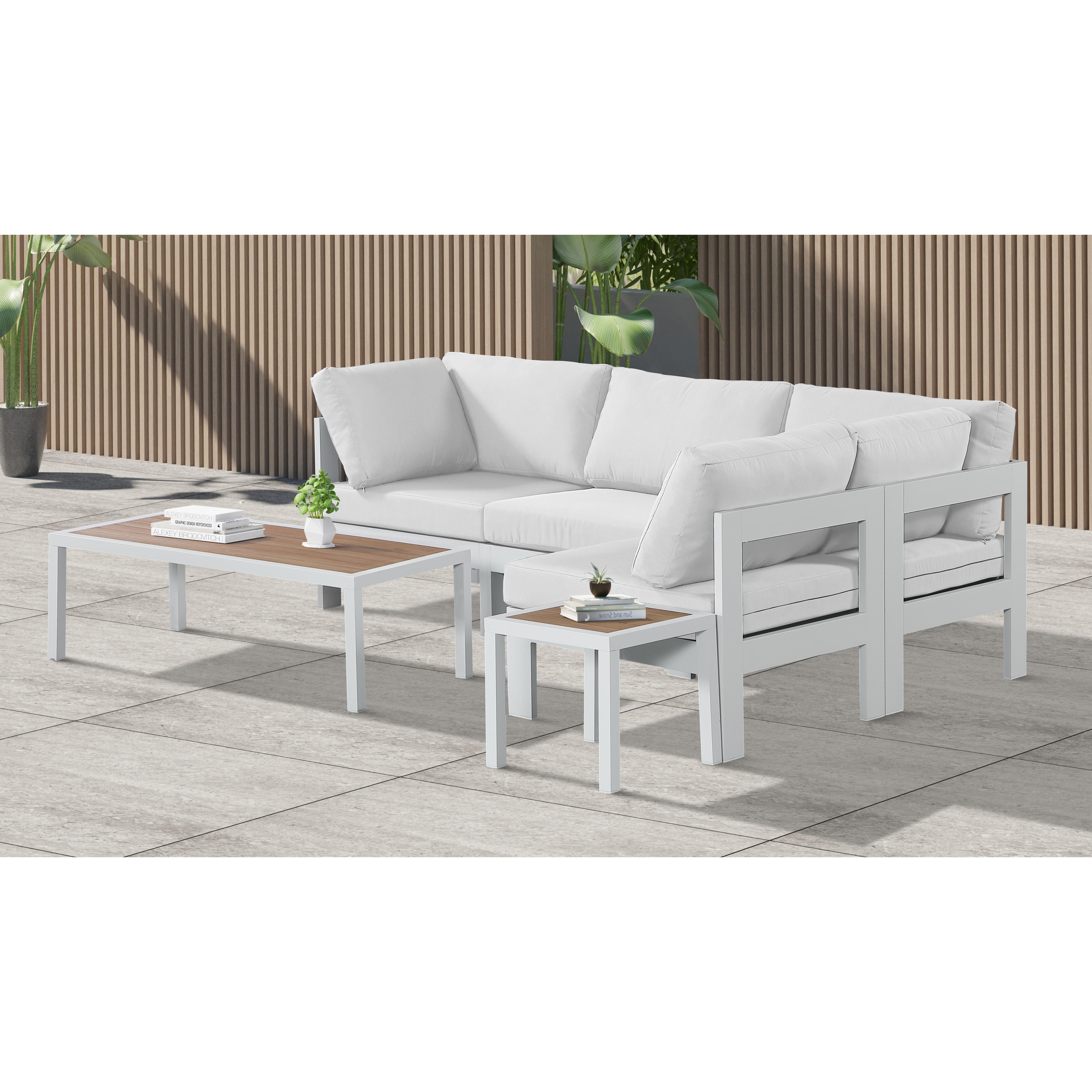 Meridian Nizuc White Water Resistant Fabric Outdoor Patio Modular Sectional