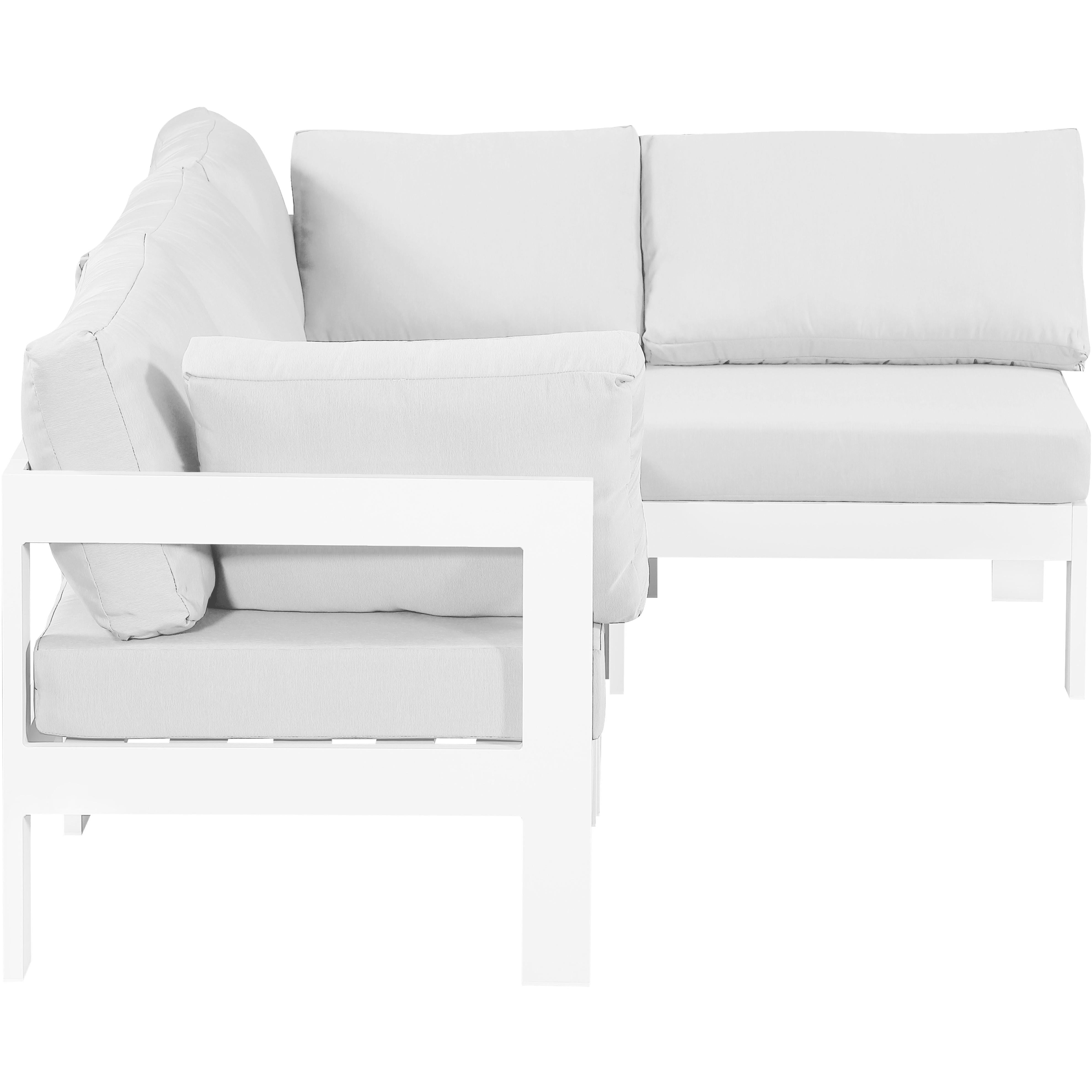 Meridian Nizuc White Water Resistant Fabric Outdoor Patio Modular Sectional