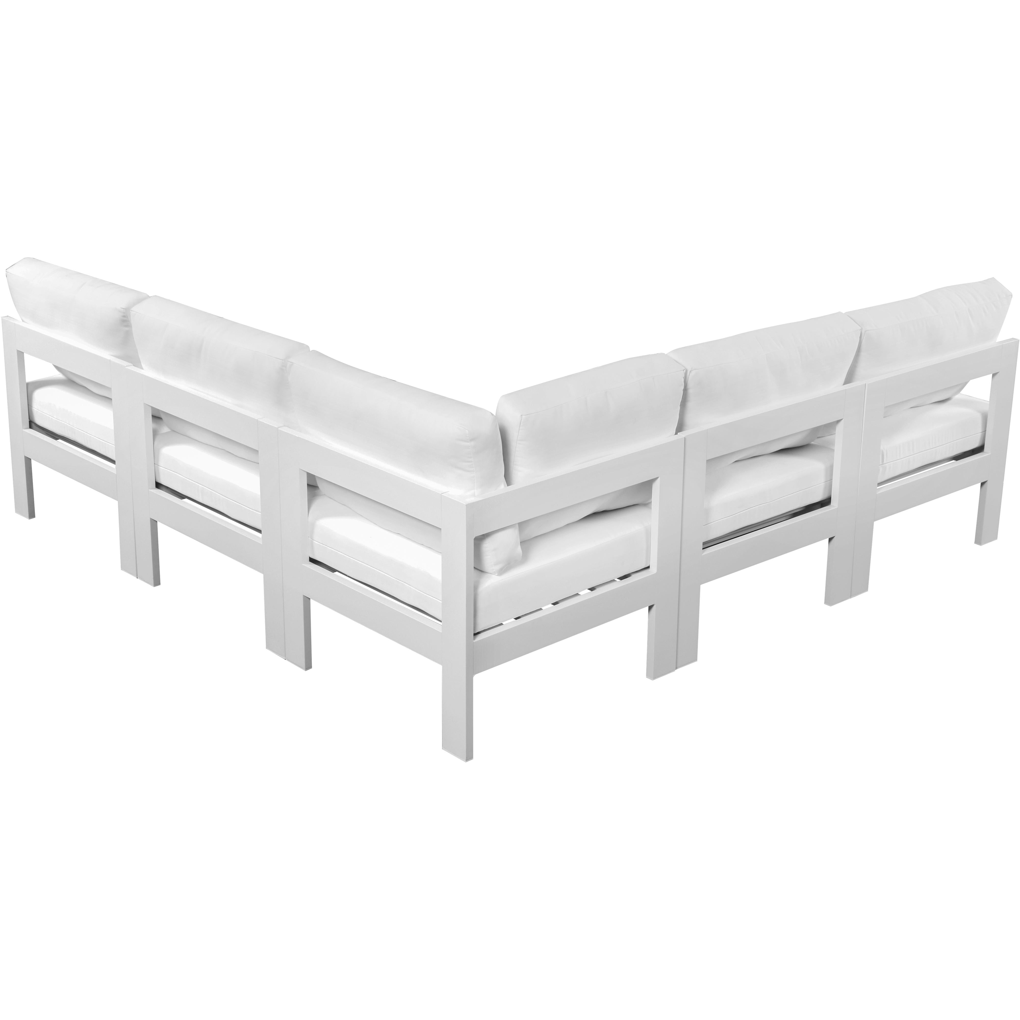 Meridian Nizuc White Water Resistant Fabric Outdoor Patio Modular Sectional